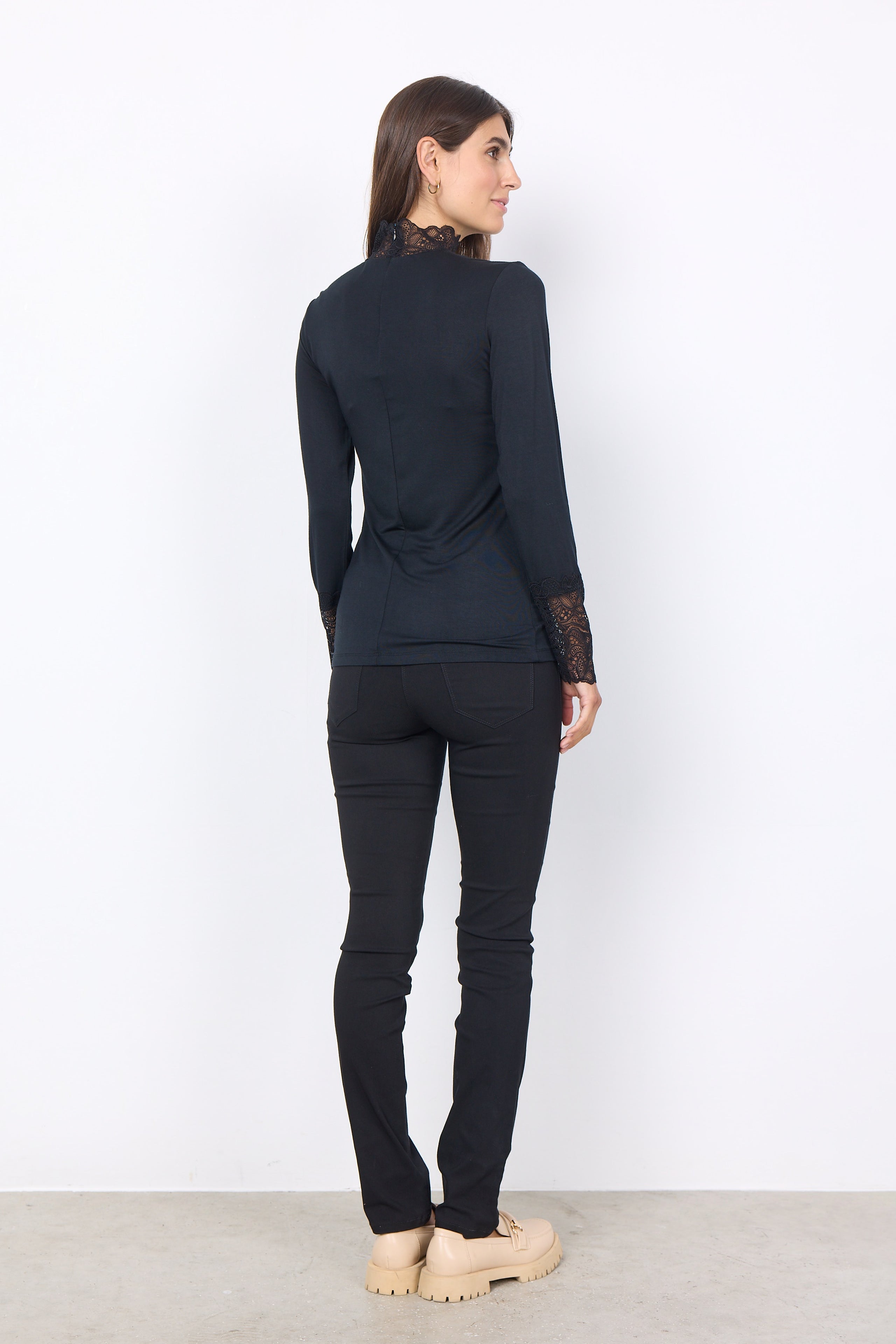 Marcia Lace Trim Top - Black