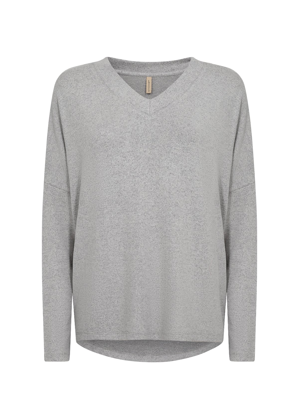 Biara V-Neck Long Sleeve Top - Grey