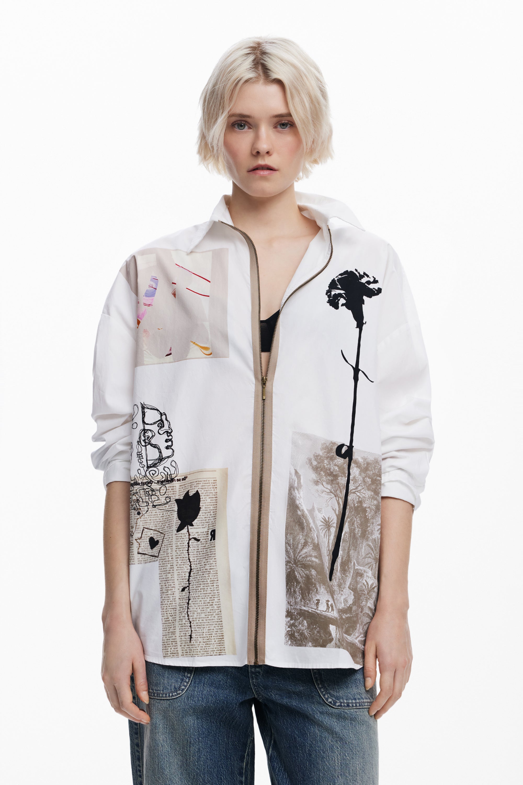 Zip-Up Shirt - White