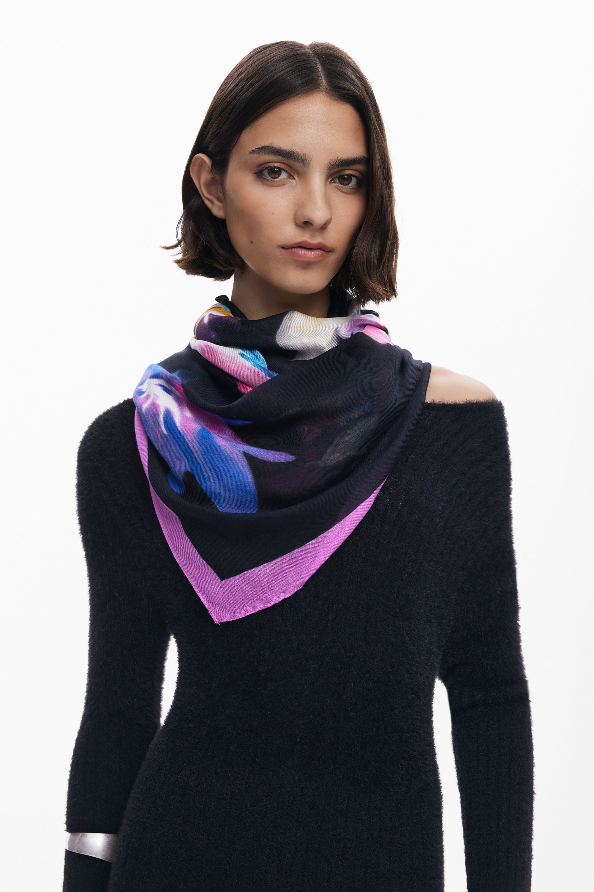 Floral Scarf - Black Multi