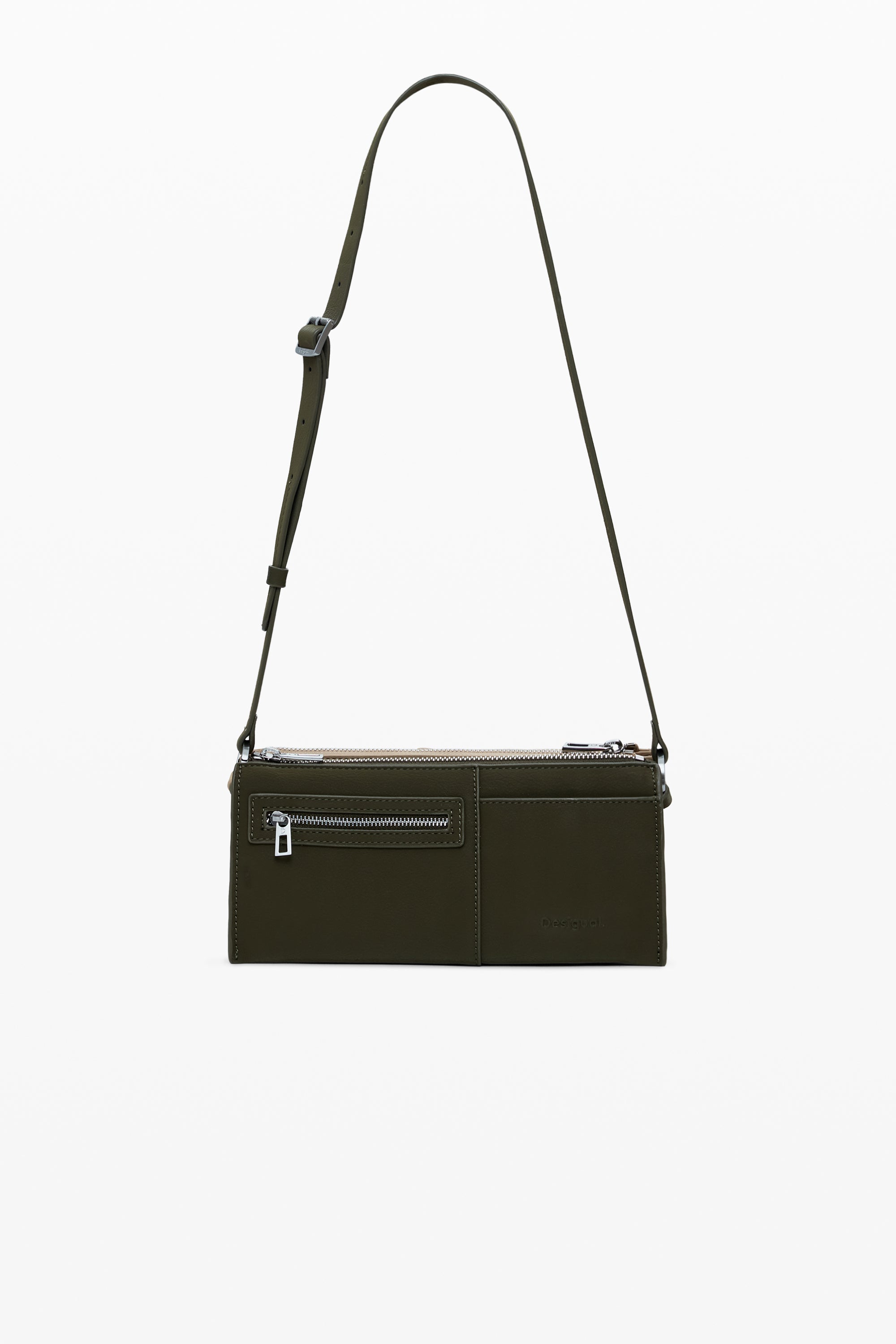 Dual Tone Shoulder Bag - Beige/Khaki