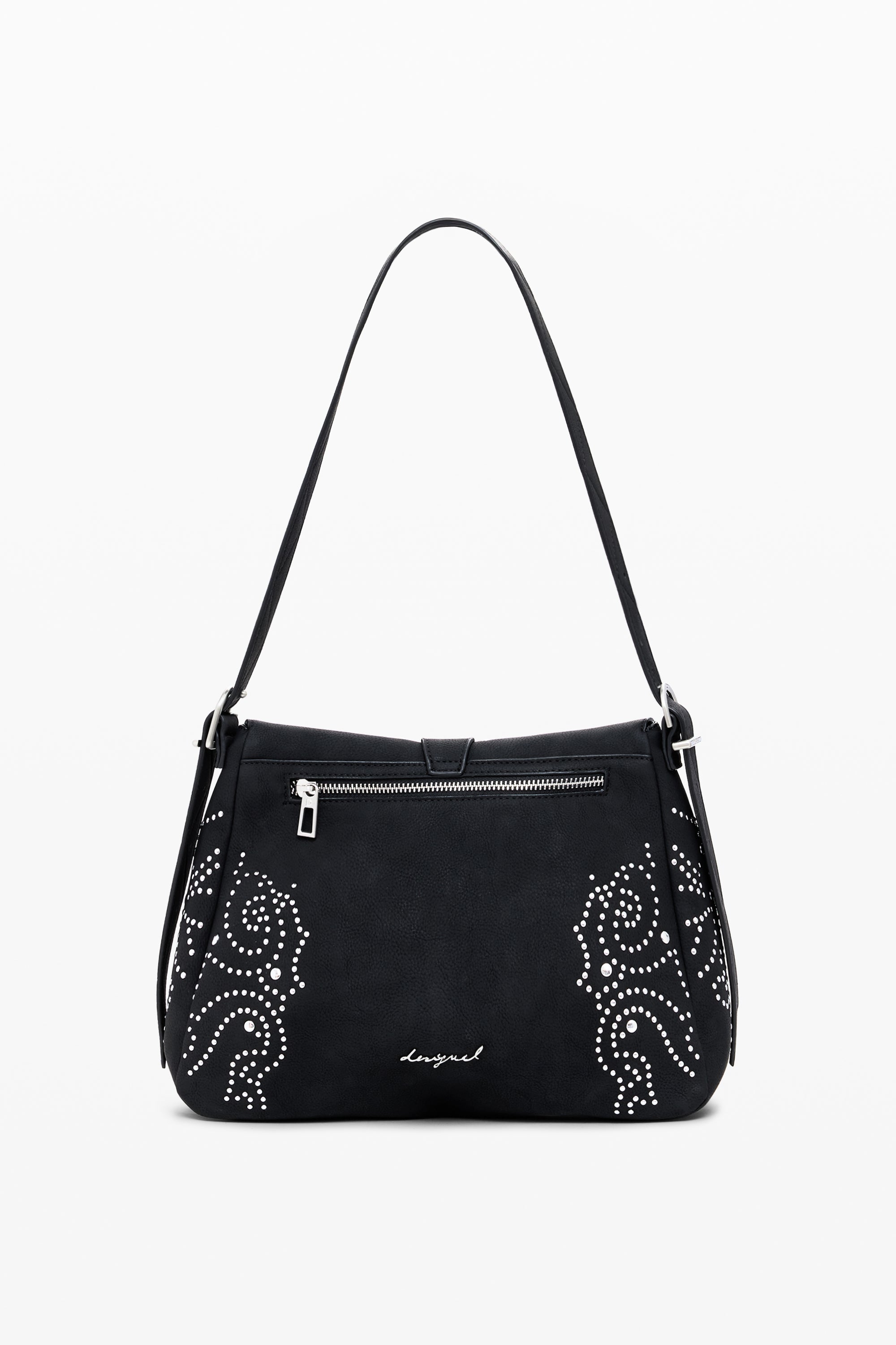 Faux Leather Studded Bag - Black