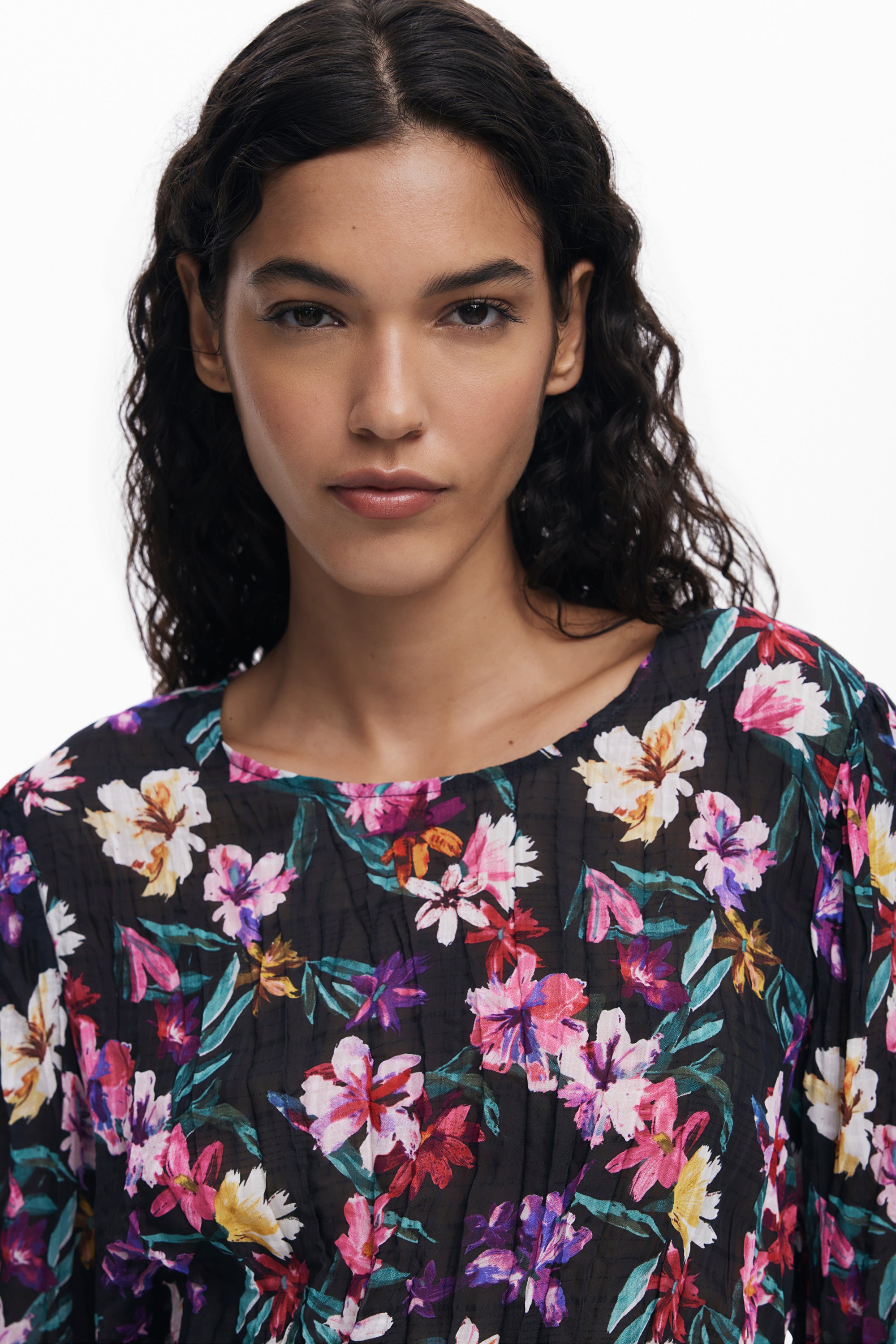 Floral Tie Sleeve Blouse - Multi