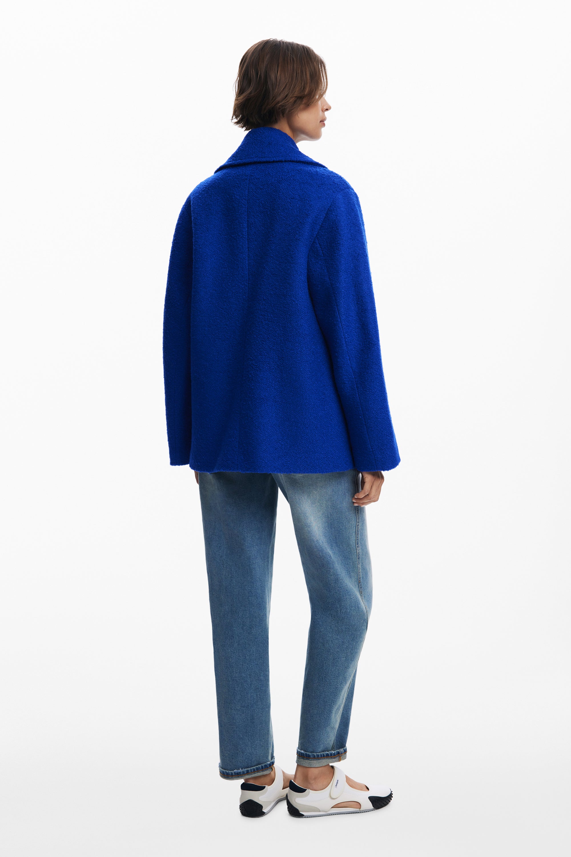 Double Breasted Wool Coat - Electric Blue