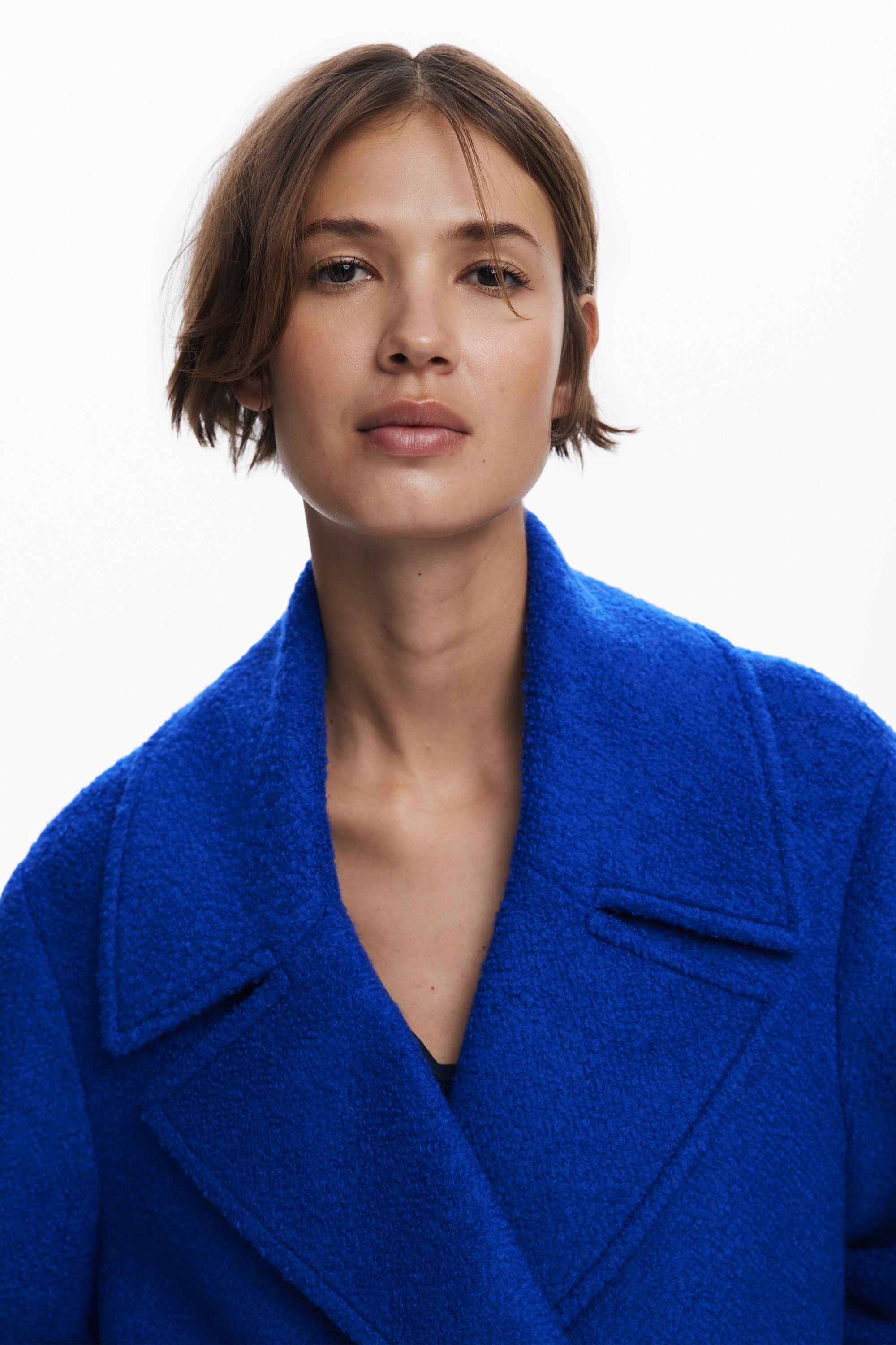 Double Breasted Wool Coat - Electric Blue