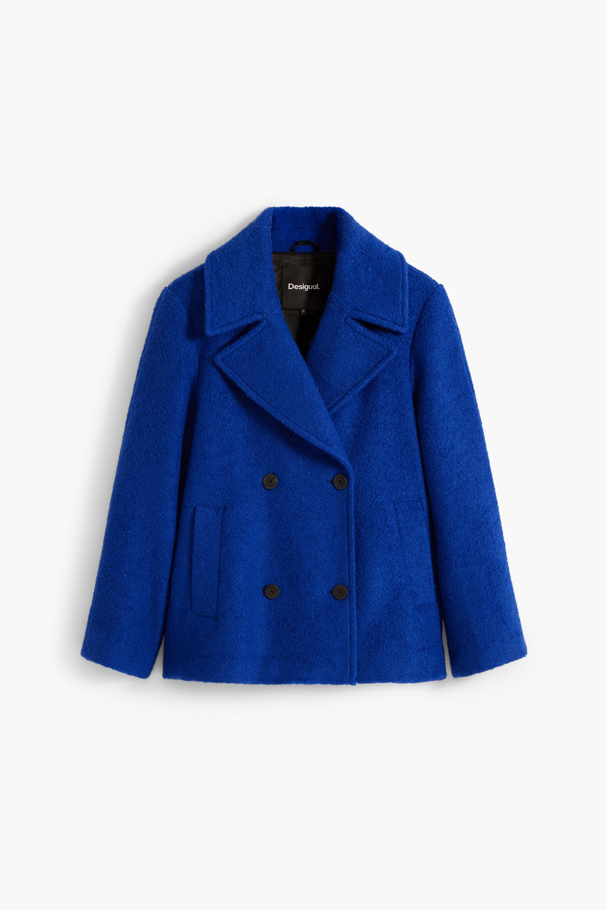 Double Breasted Wool Coat - Electric Blue