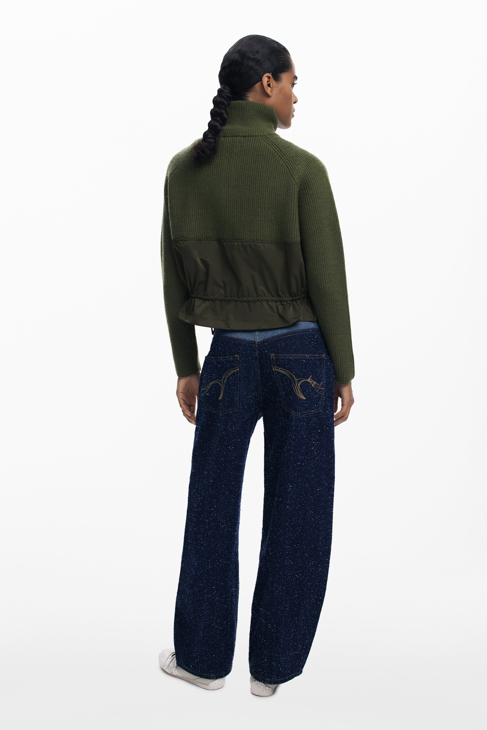 Knitted Bomber Jacket - Military Green