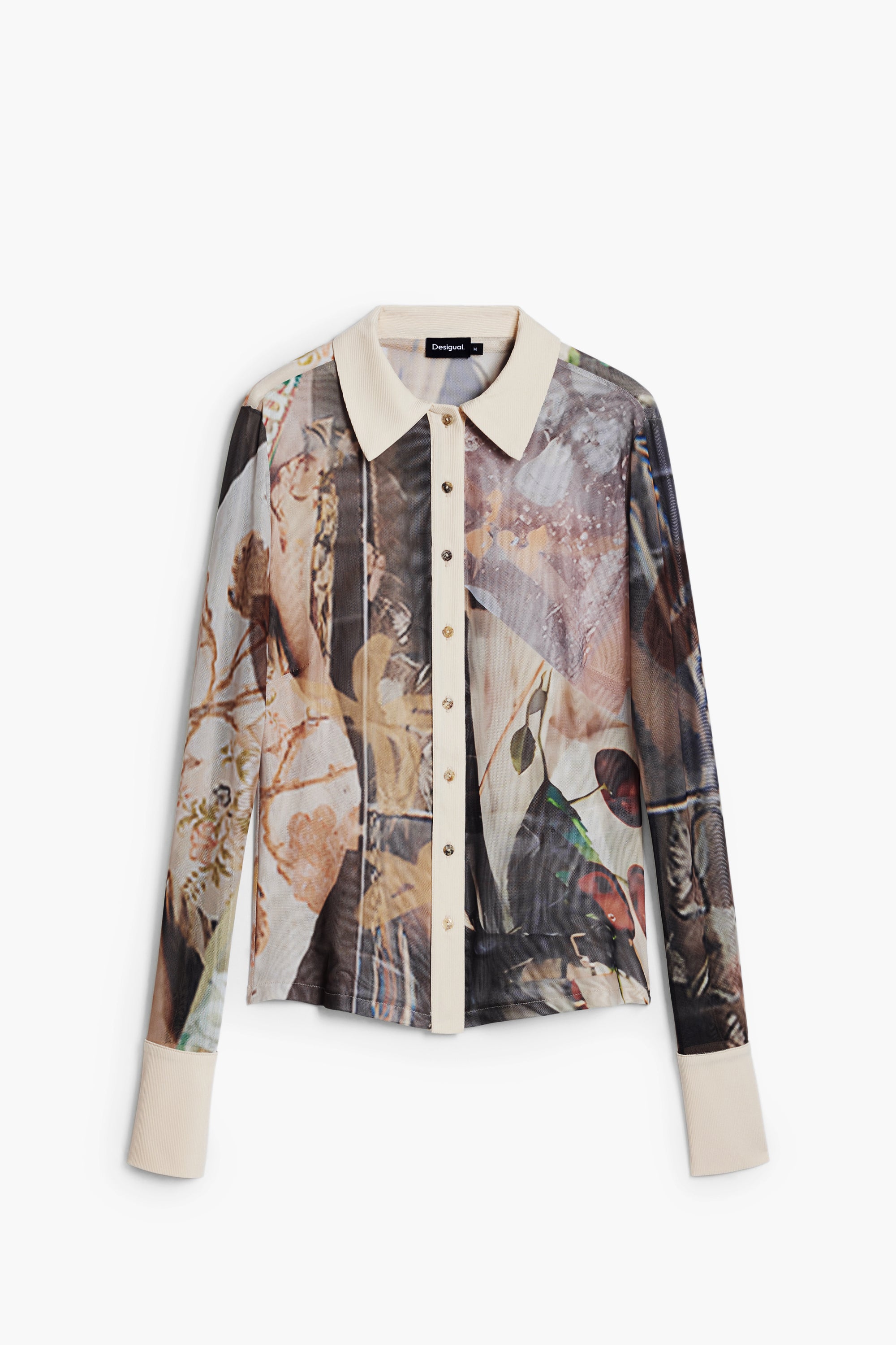 Knit Trim Tulle Shirt - Multi
