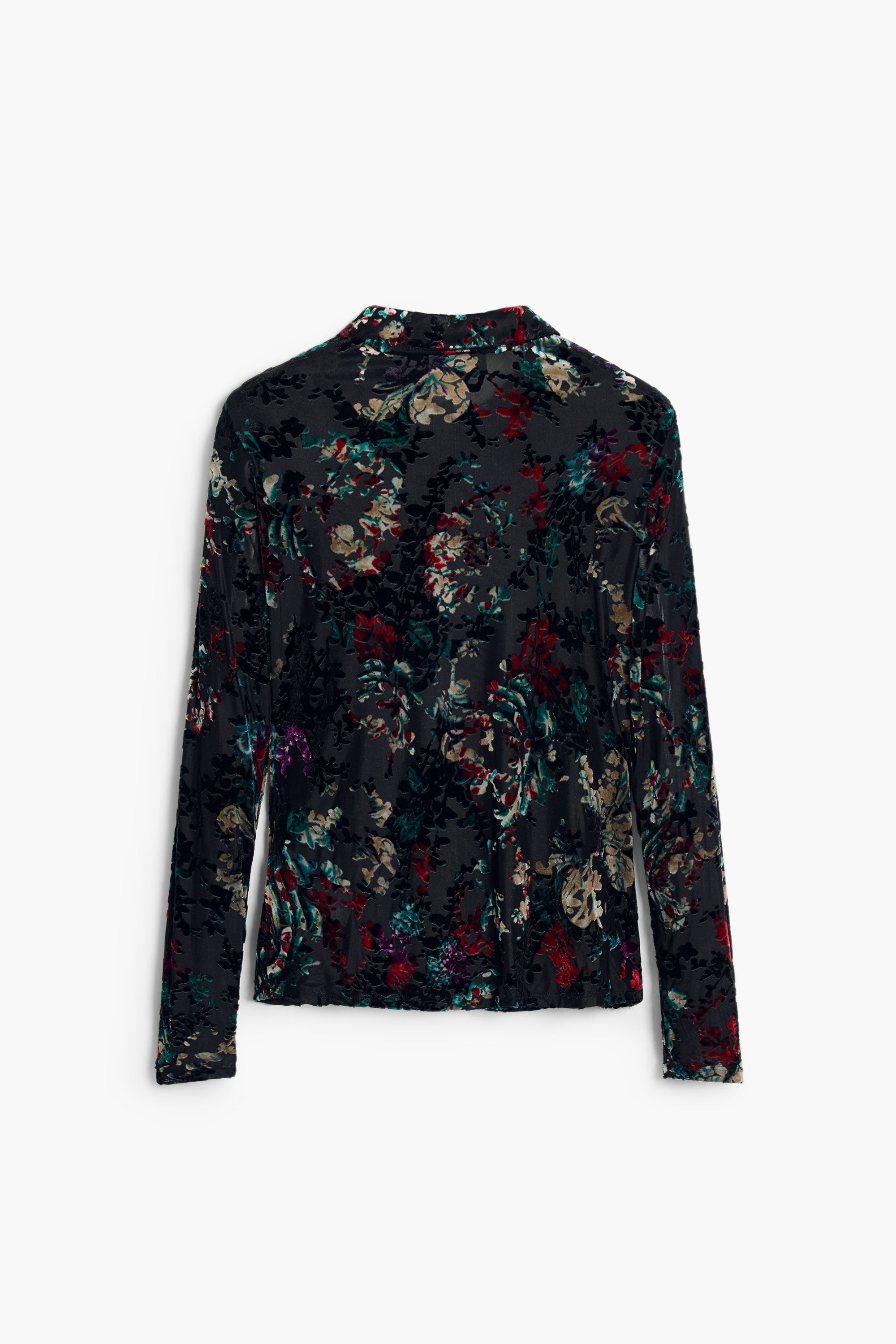 Floral Sheer Devore Shirt - Black Multi