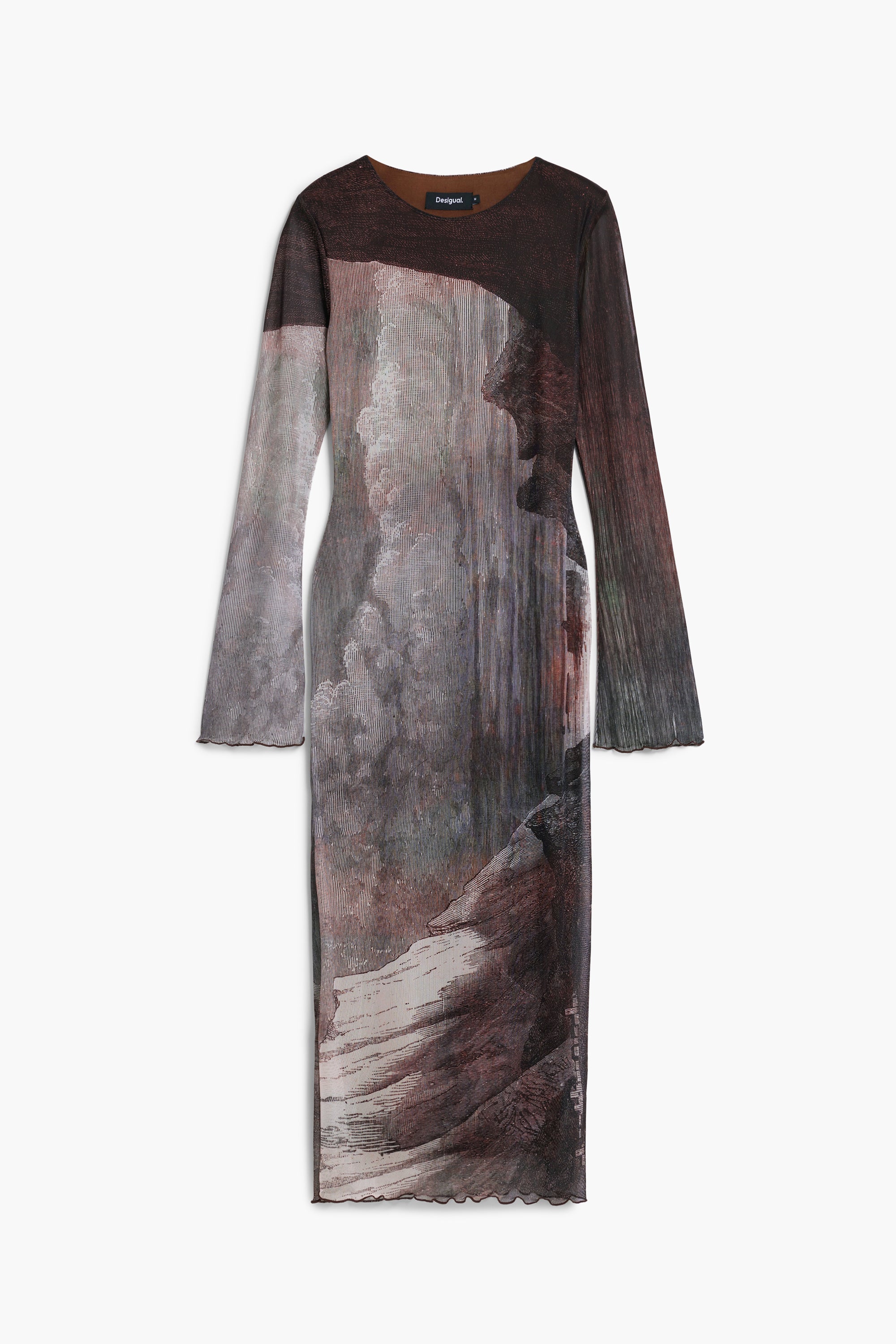 Stormy Tulle Midi Dress - Brown/White