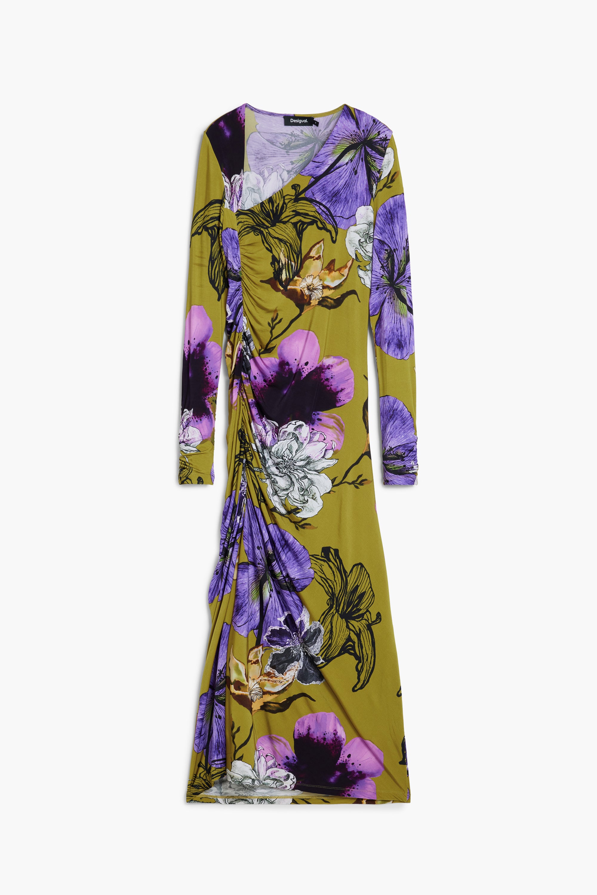 Floral Ruched Midi Dress - Multi