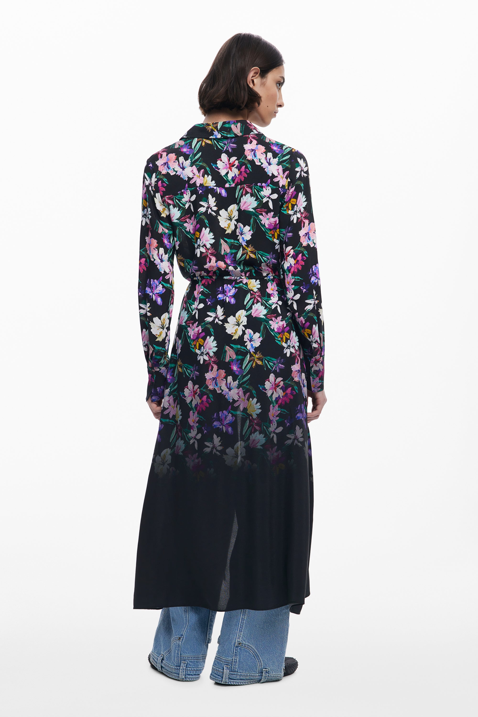 Floral Midi Shirt Dress - Multi