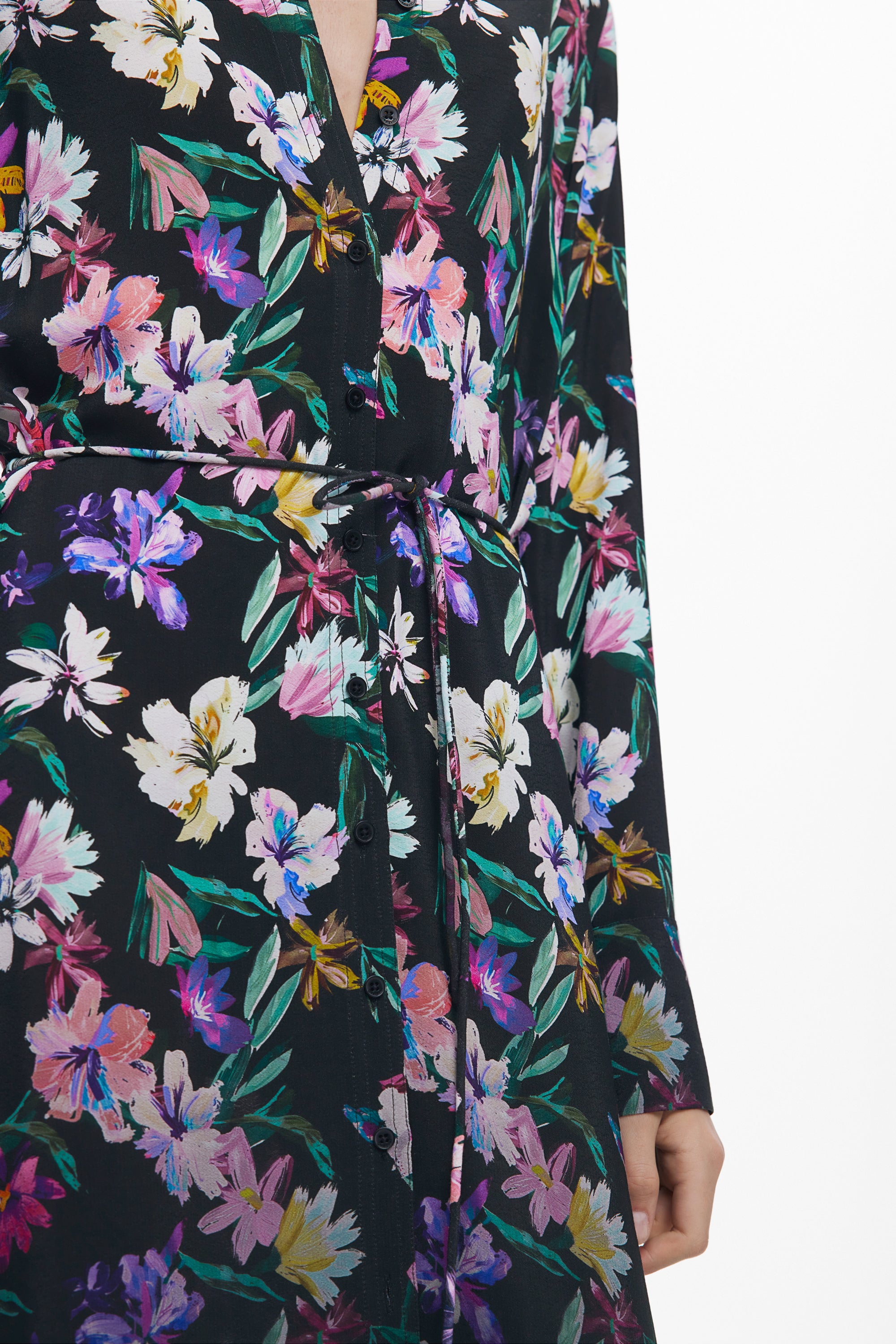 Floral Midi Shirt Dress - Multi