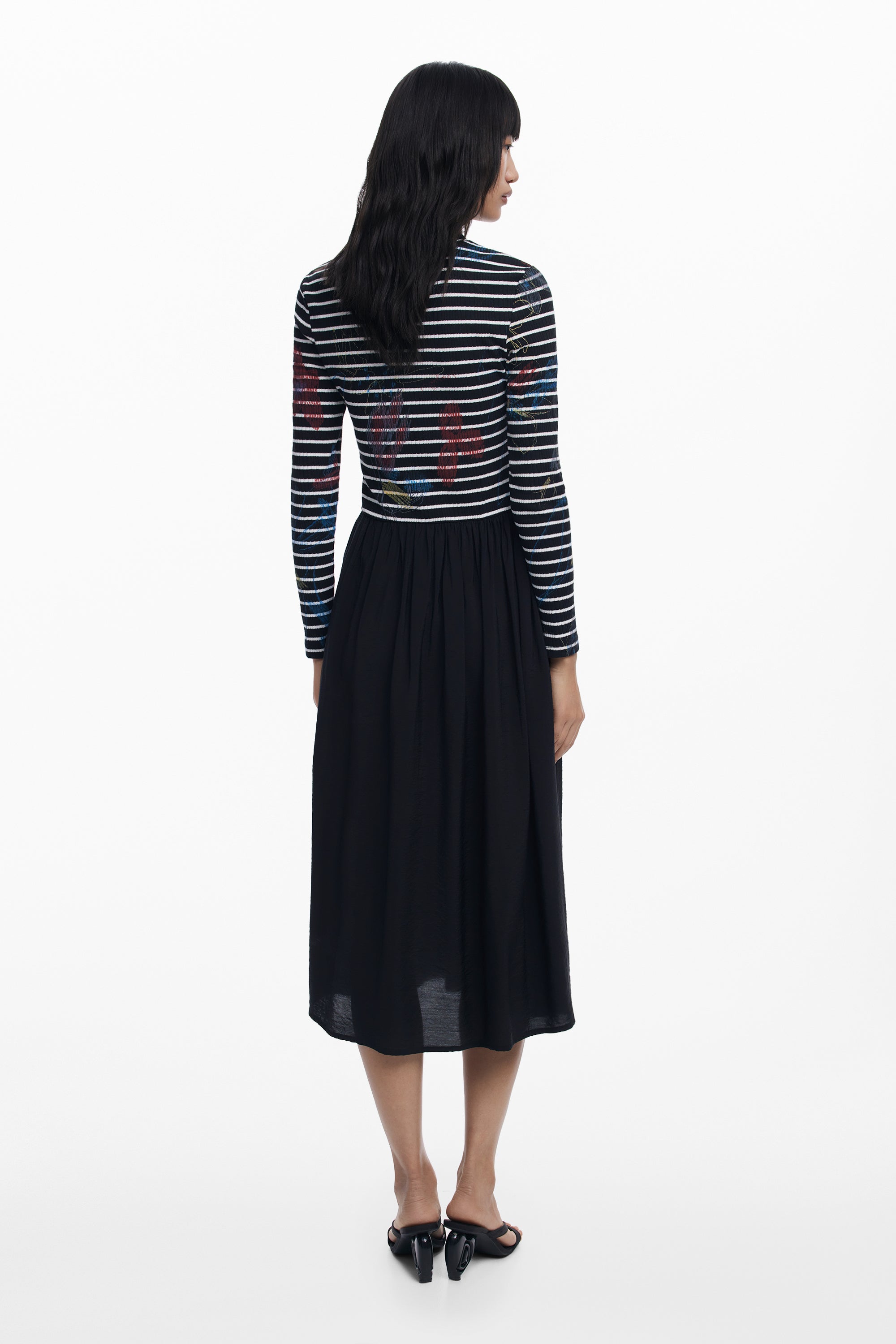Midi Stripe Dress - Black Multi