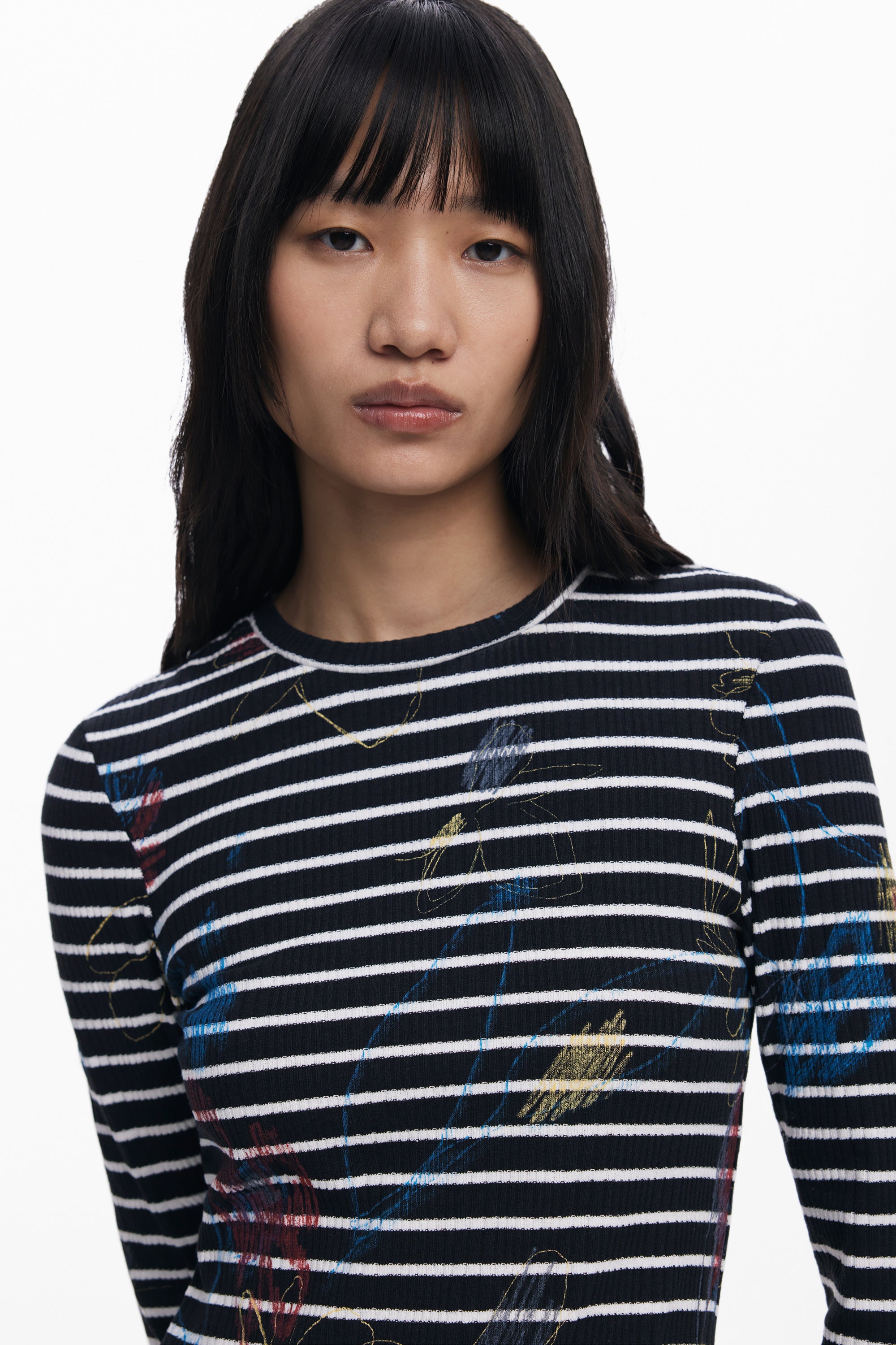 Midi Stripe Dress - Black Multi