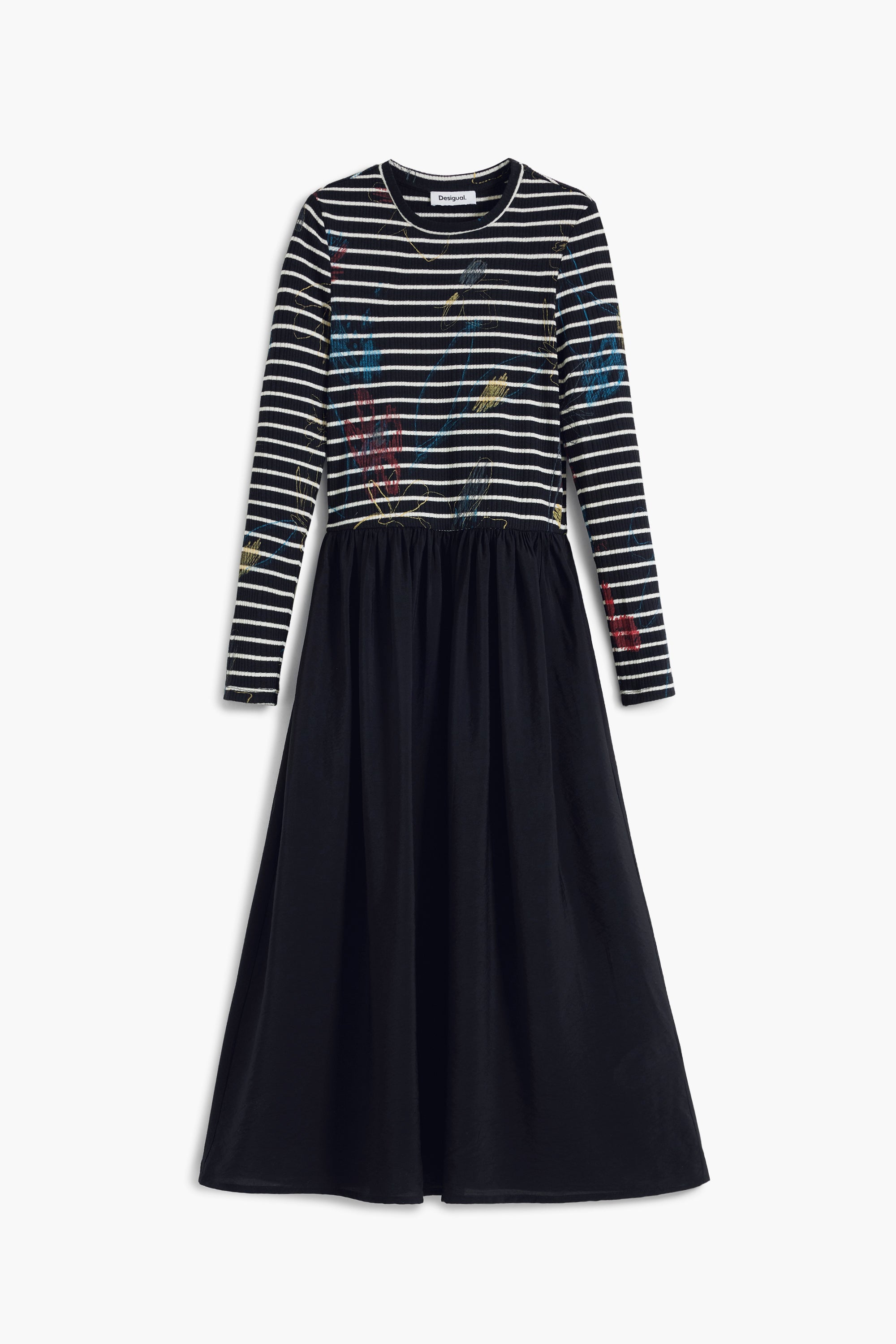 Midi Stripe Dress - Black Multi