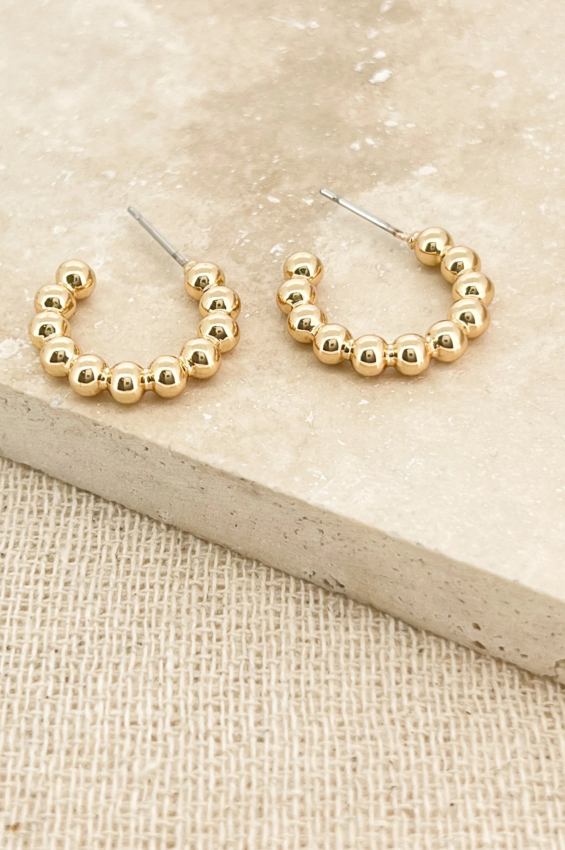 Ball Hoop Earrings - Gold