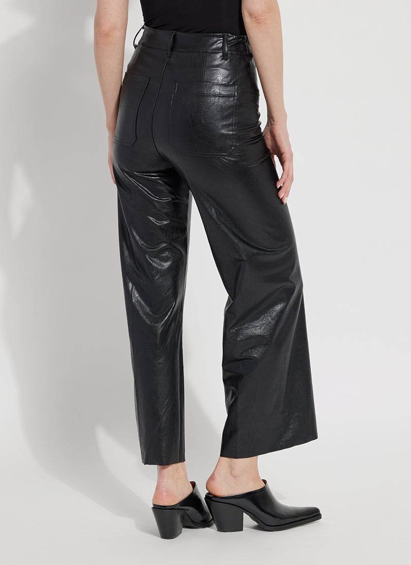 Lysse Wide Leather Trousers in Black Cristal Boutique Free Delivery Cristal Boutique