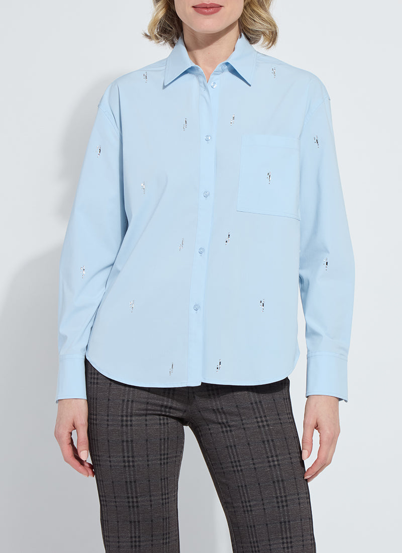 Skye Crystal Embellished Shirt - Blue
