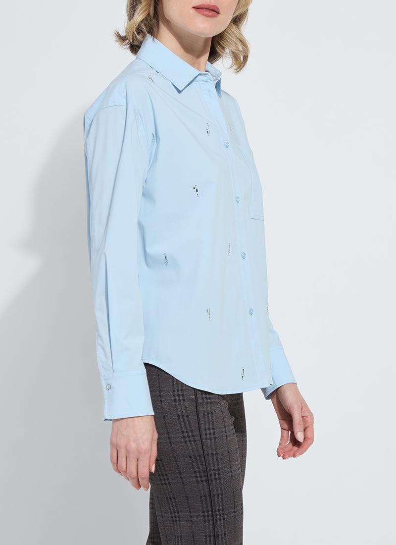 Skye Crystal Embellished Shirt - Blue