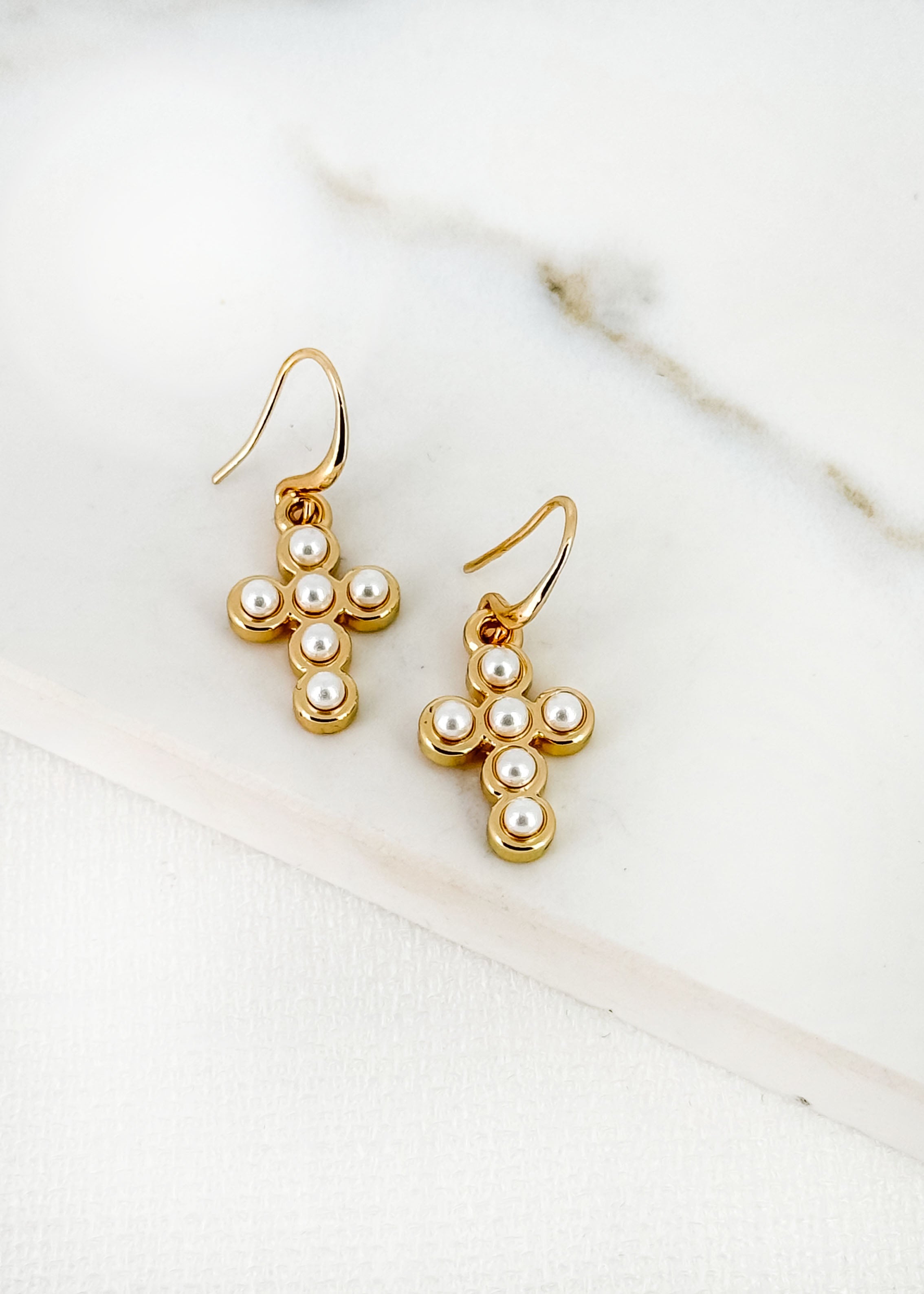 Earrings - Pearl Cross