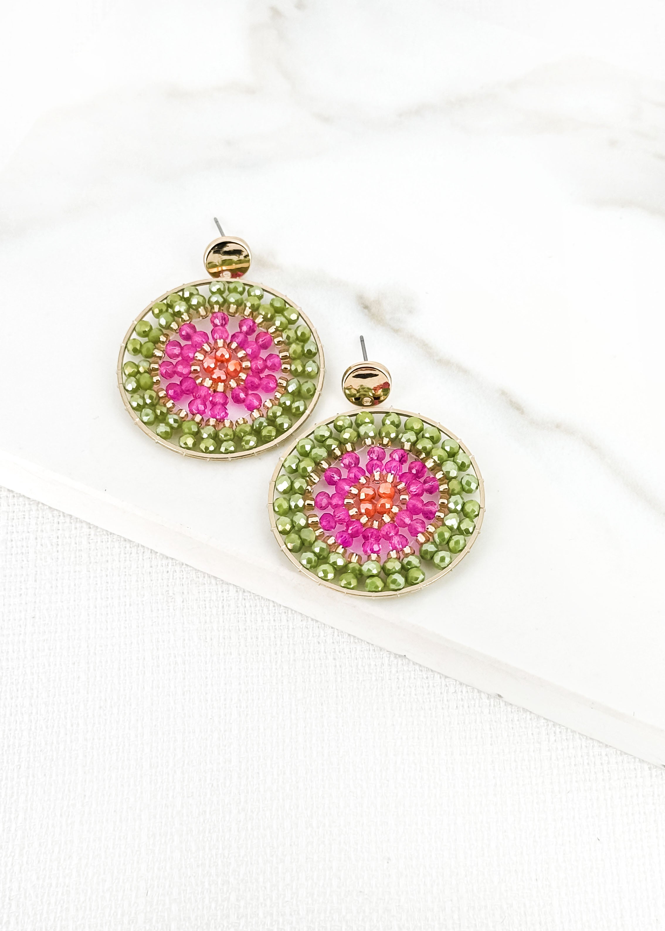 Earrings - Green/Pink
