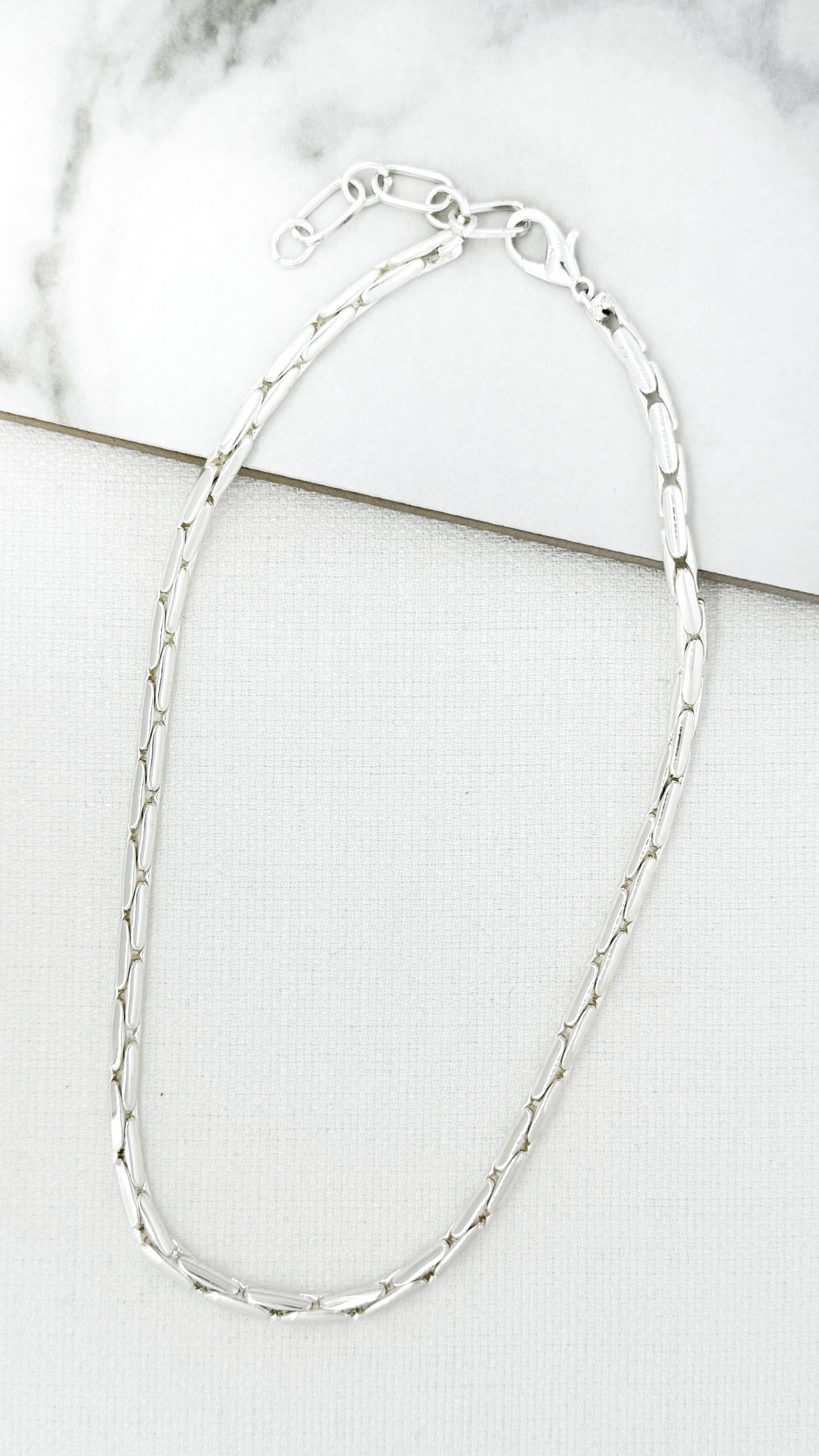 Short Rope Chain Necklace - Silver