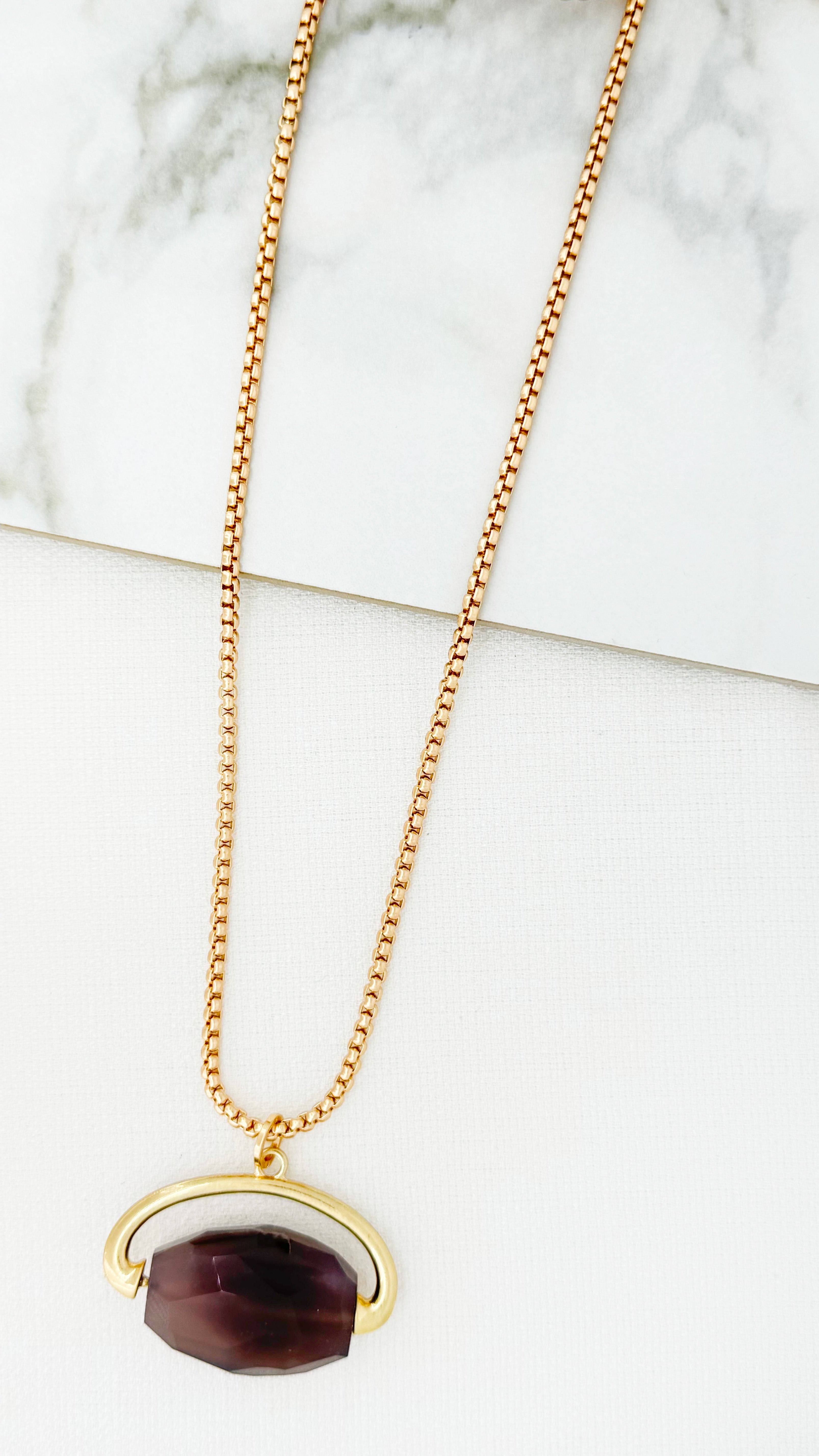 Long Lilac Pendant Necklace - Gold