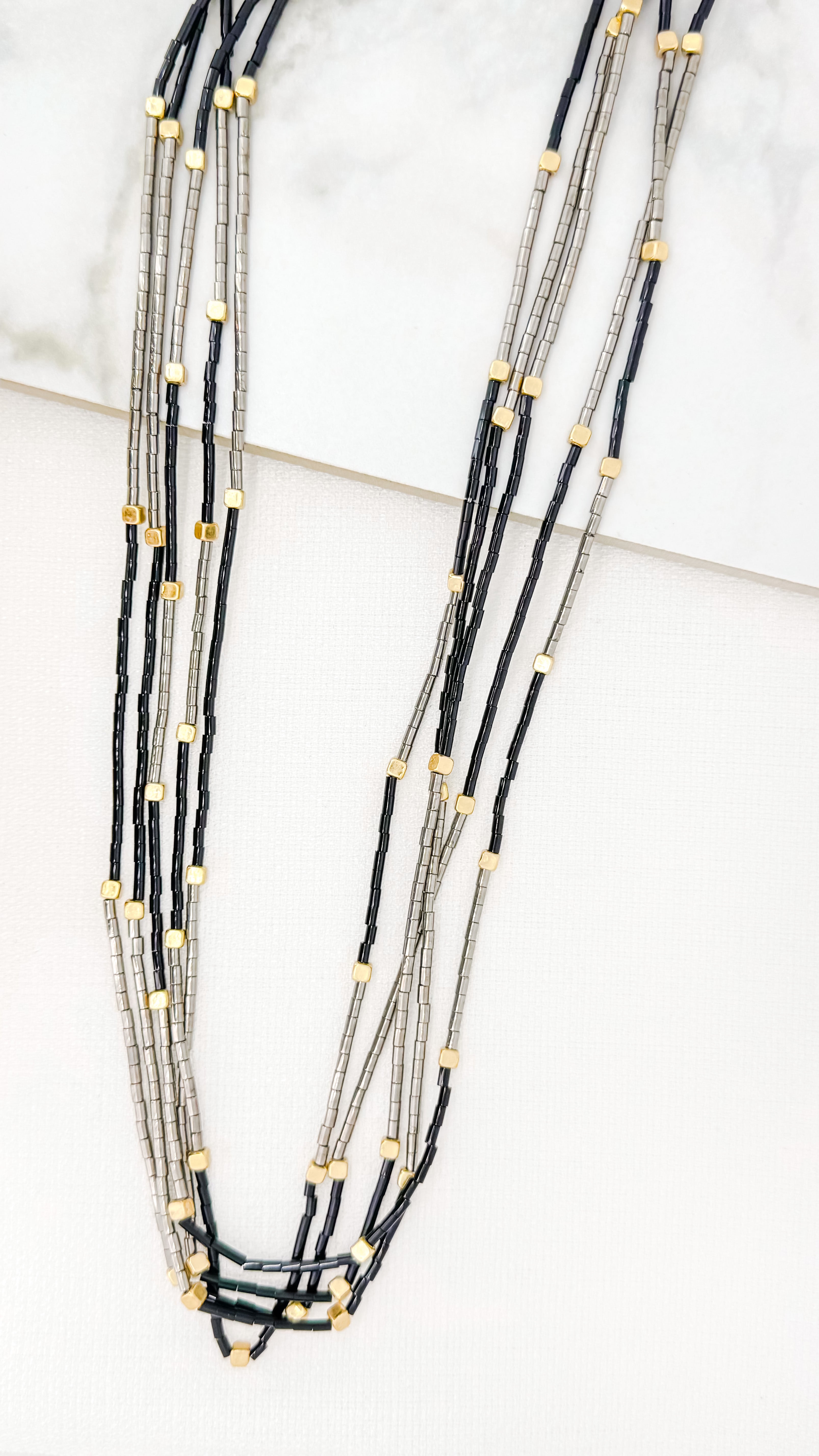 Long Multi Bead - Black/Grey