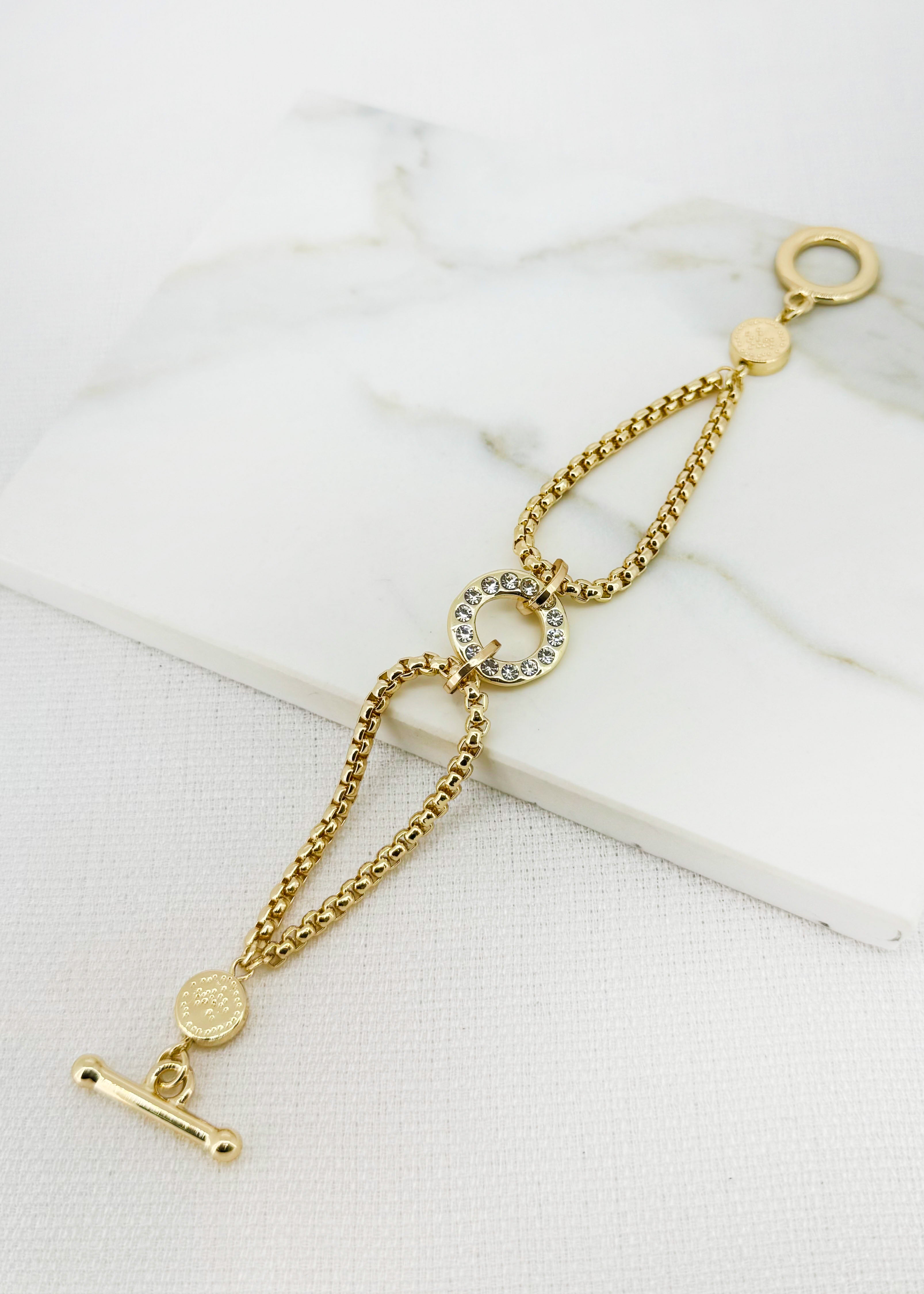 Diamante Circle Bracelet - Gold