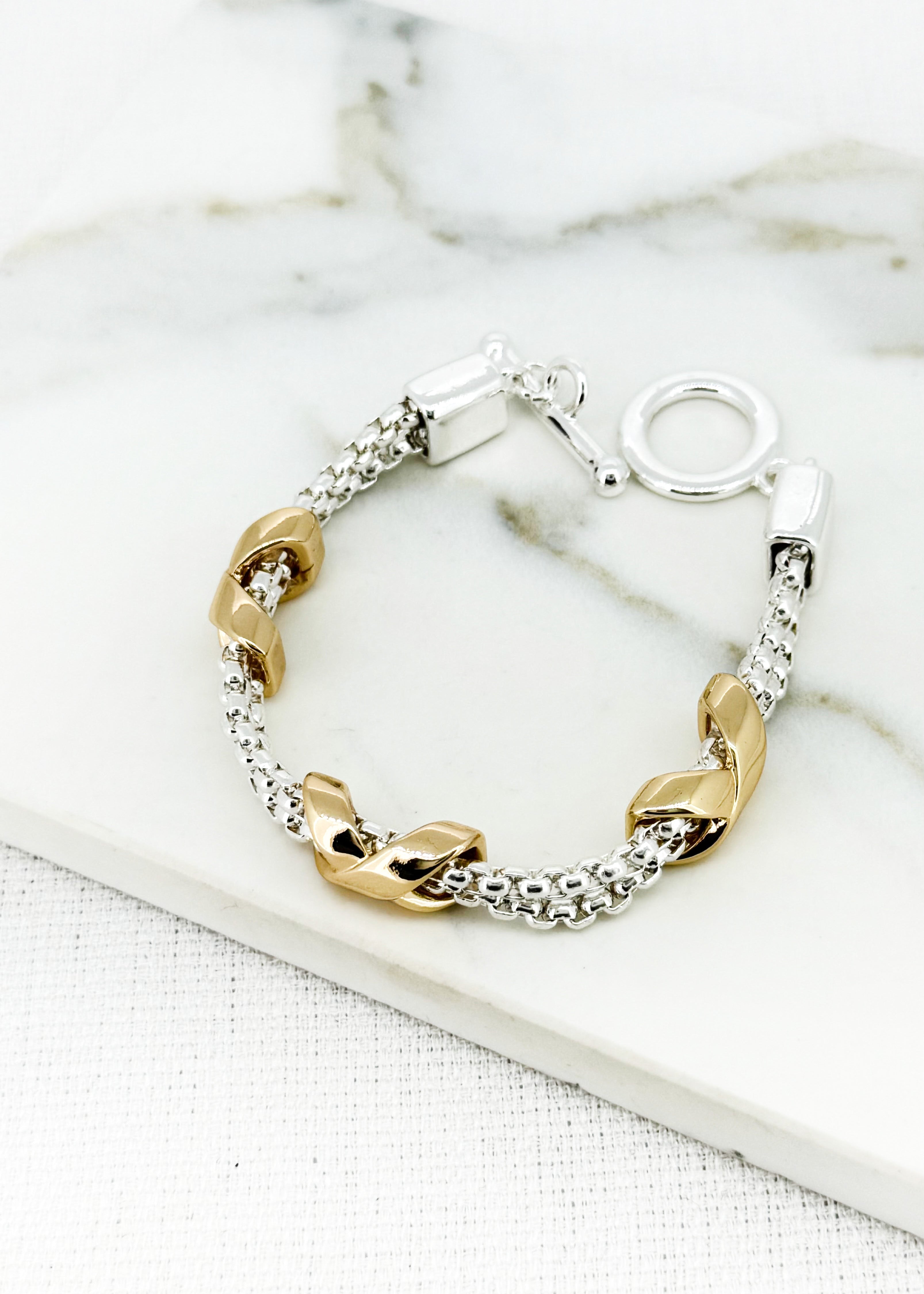 Cross Bracelet - Silver/Gold