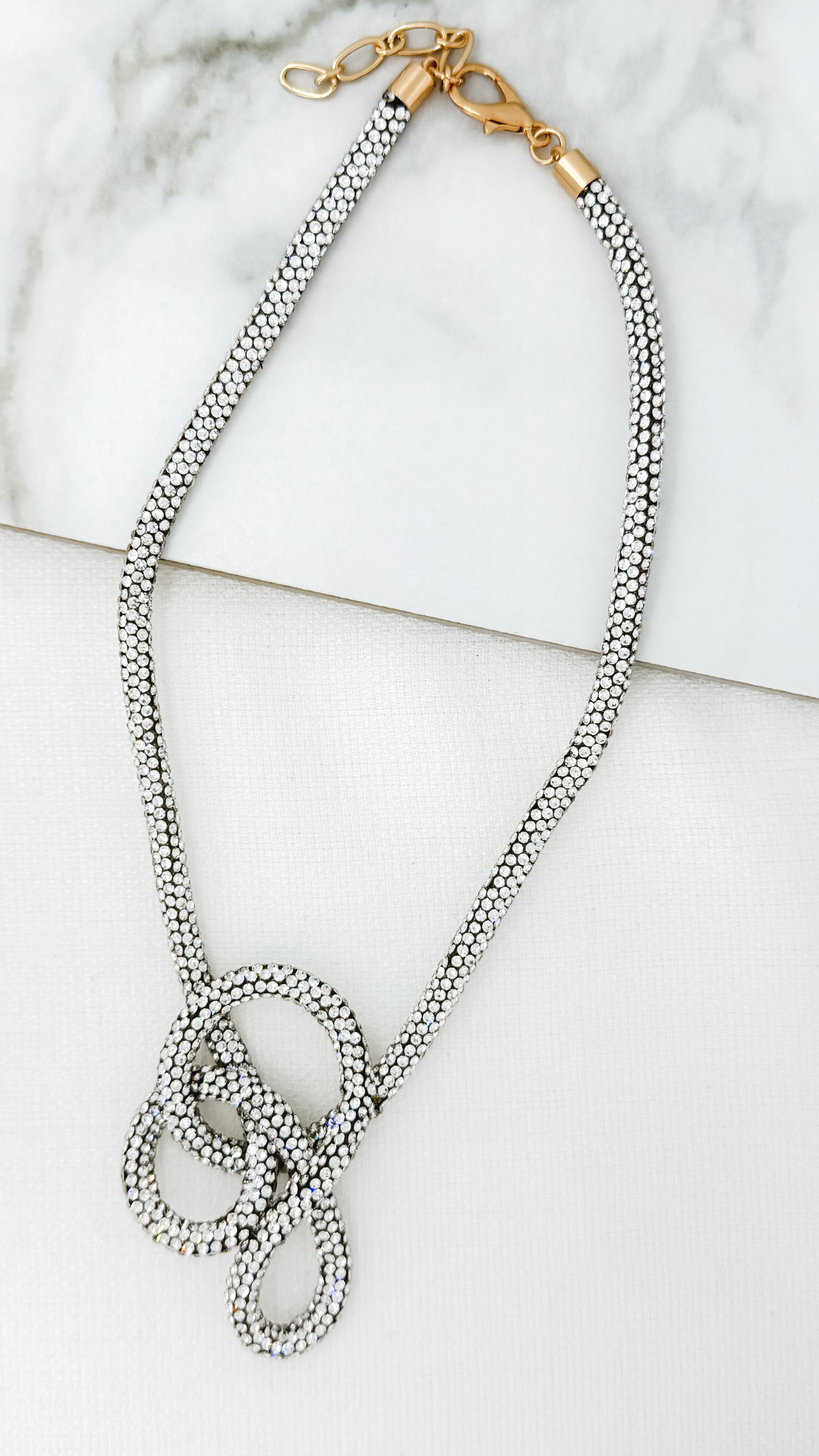 Short Knotted Sparkle Necklace - Silver