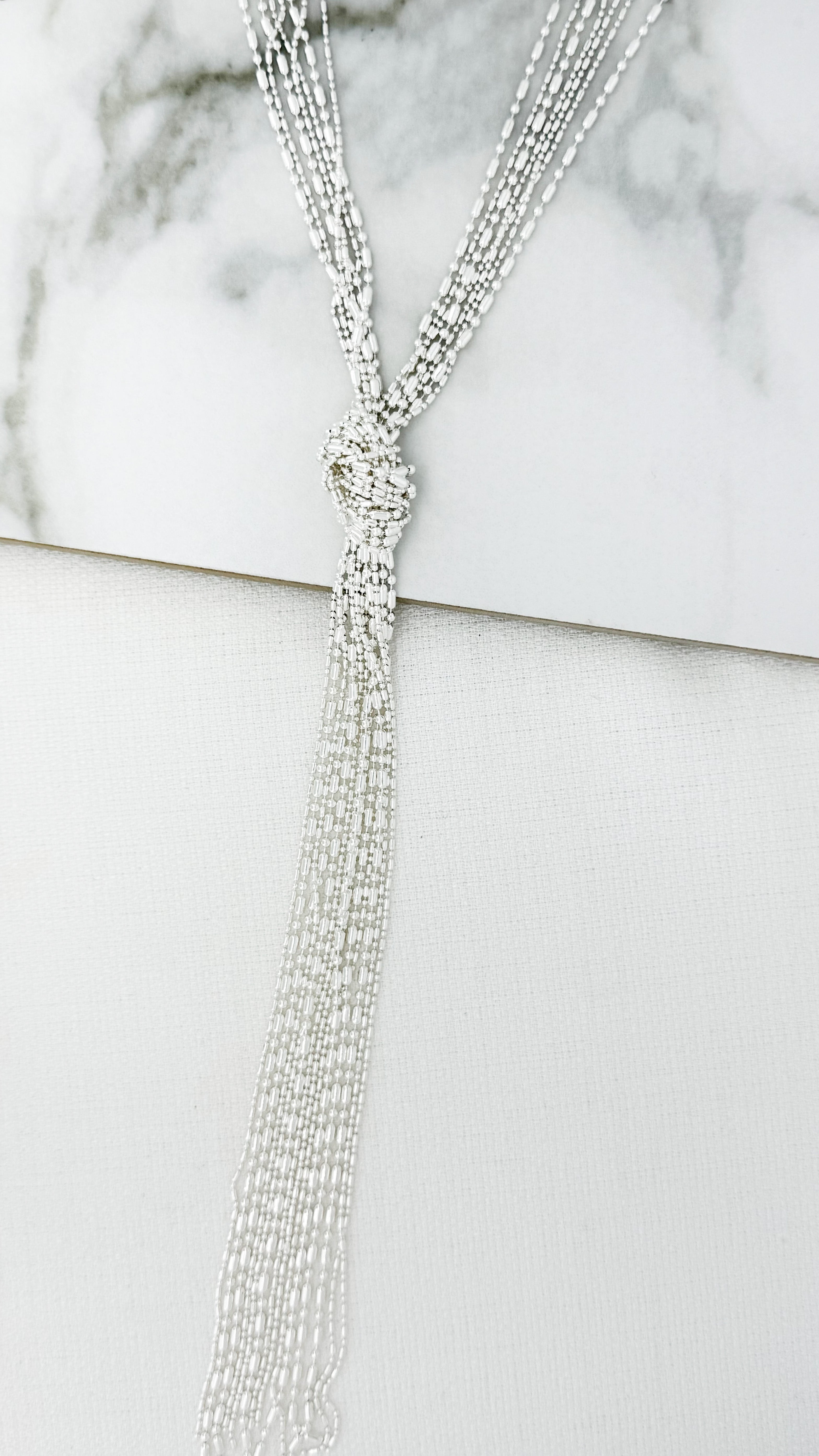 Long Knot Necklace - Silver