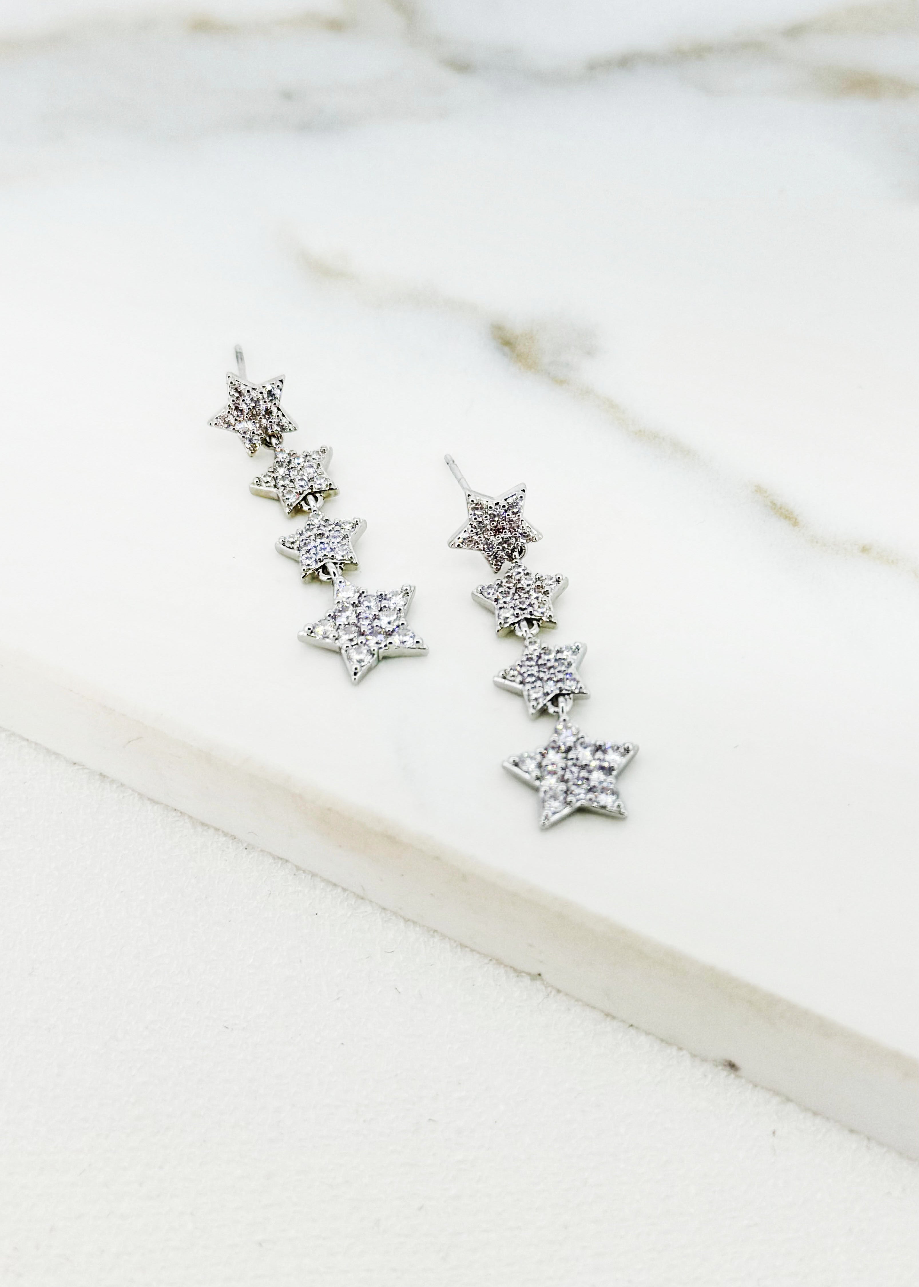 Multi Star Earrings - Silver