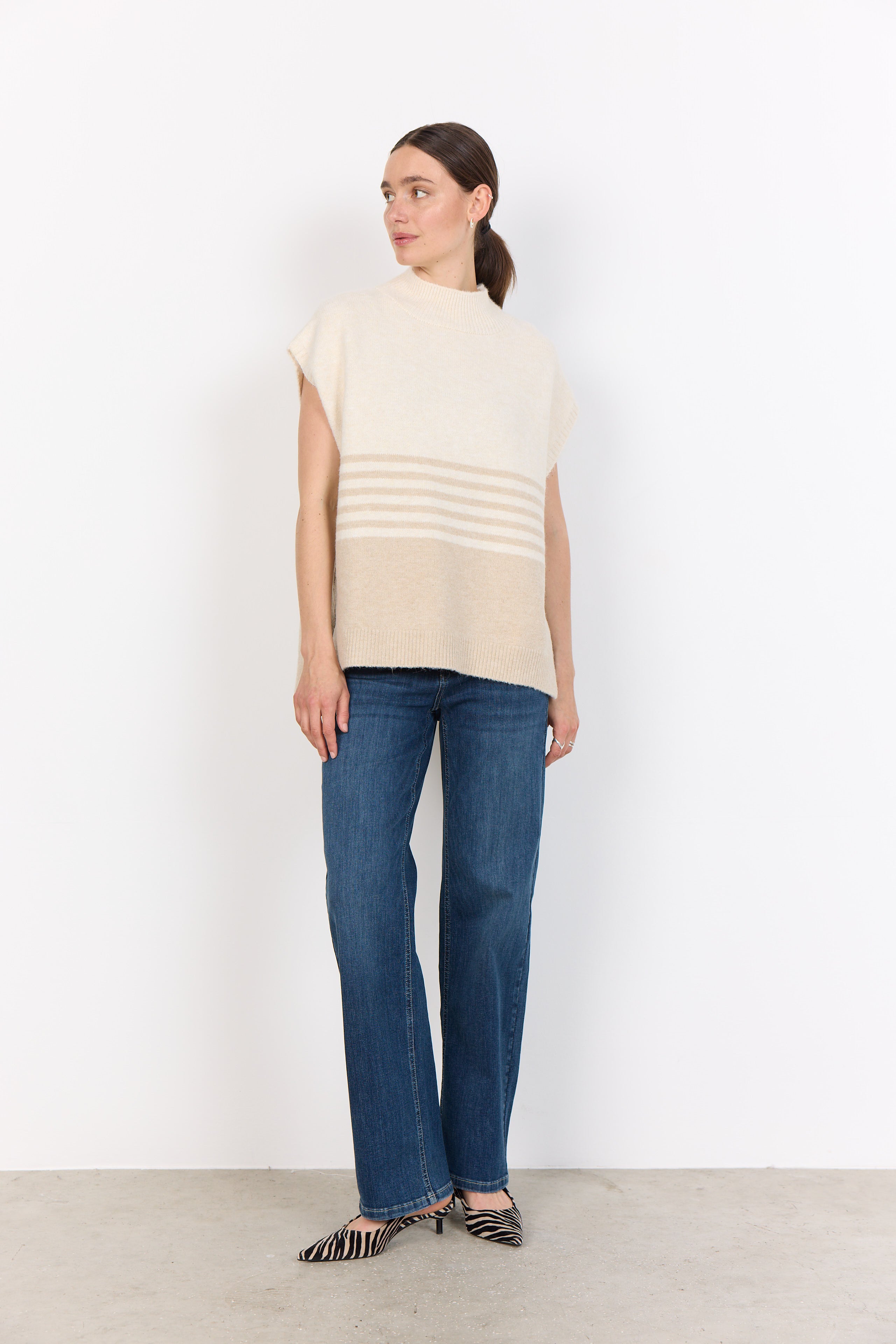 Selvi Short Sleeved Knitted Pullover - Sand