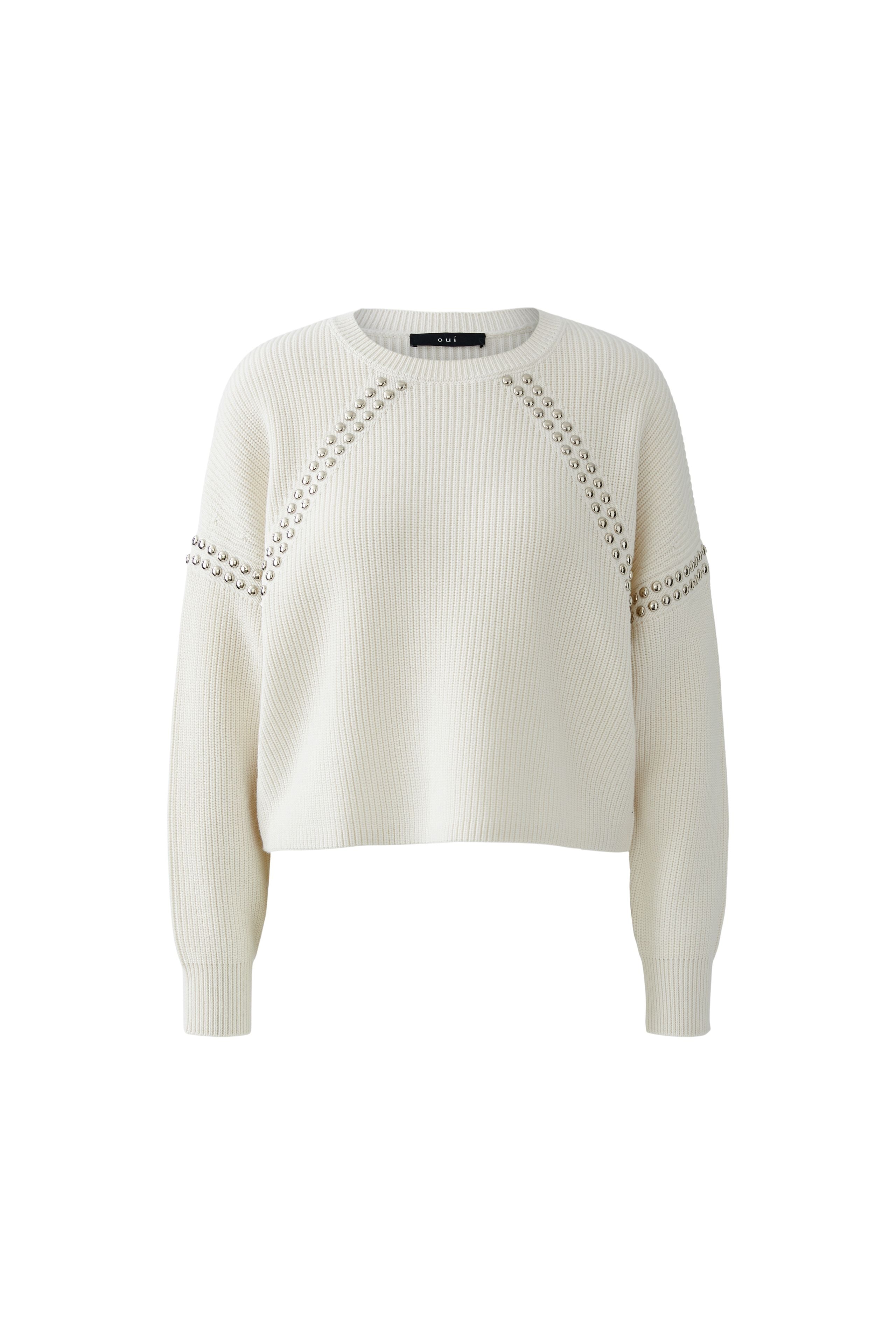 Studded Rib Knit Jumper - Cream