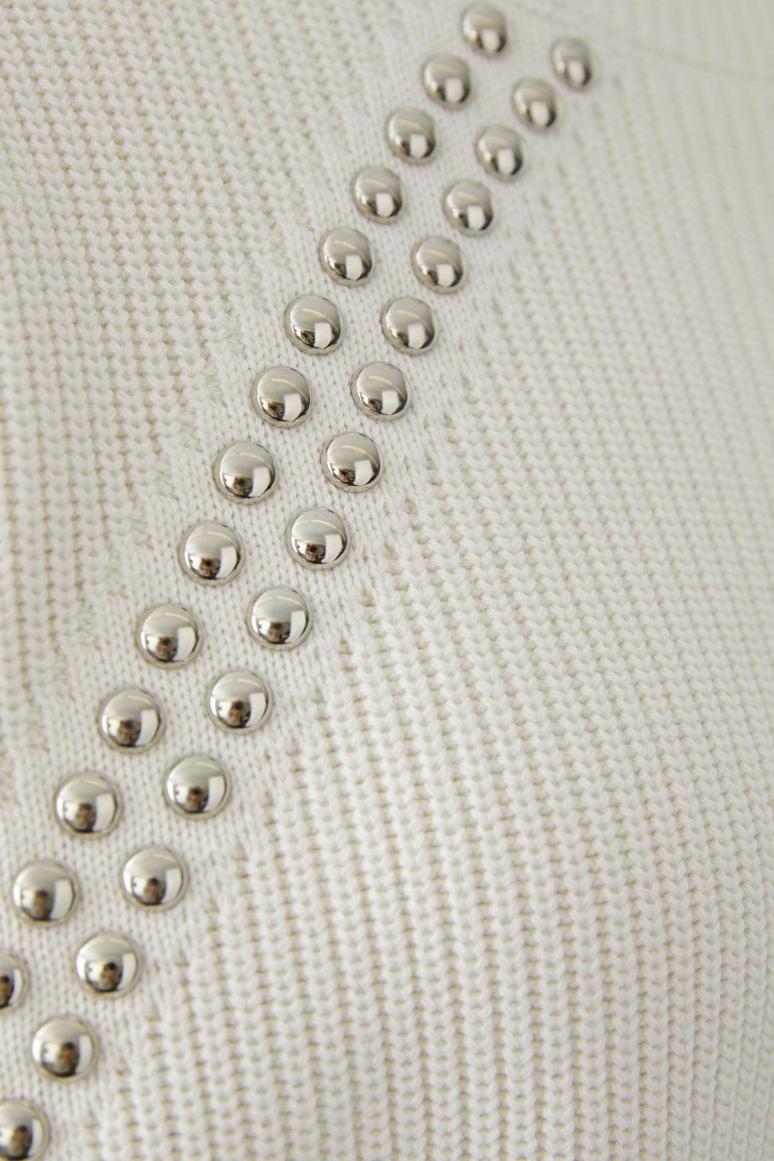 Studded Rib Knit Jumper - Cream