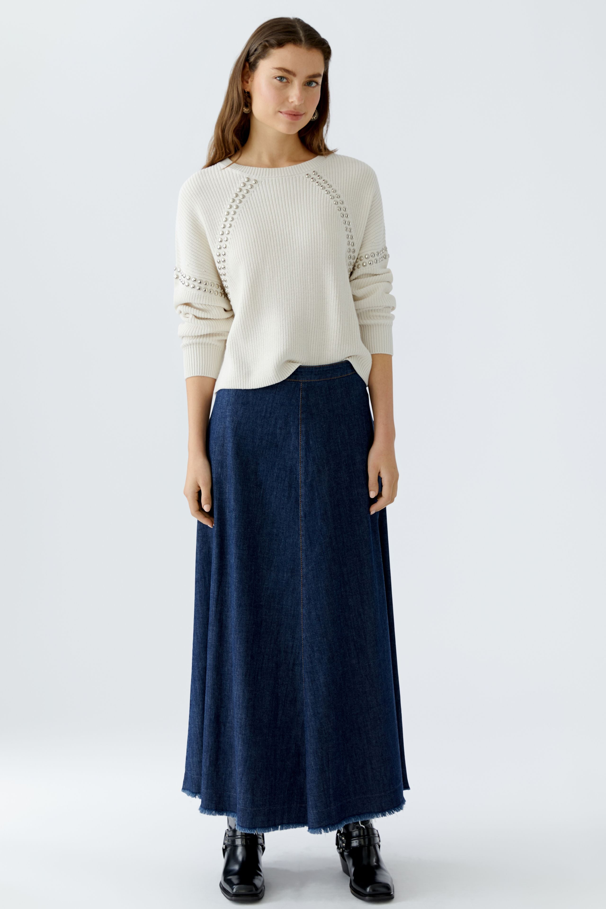 Studded Rib Knit Jumper - Cream