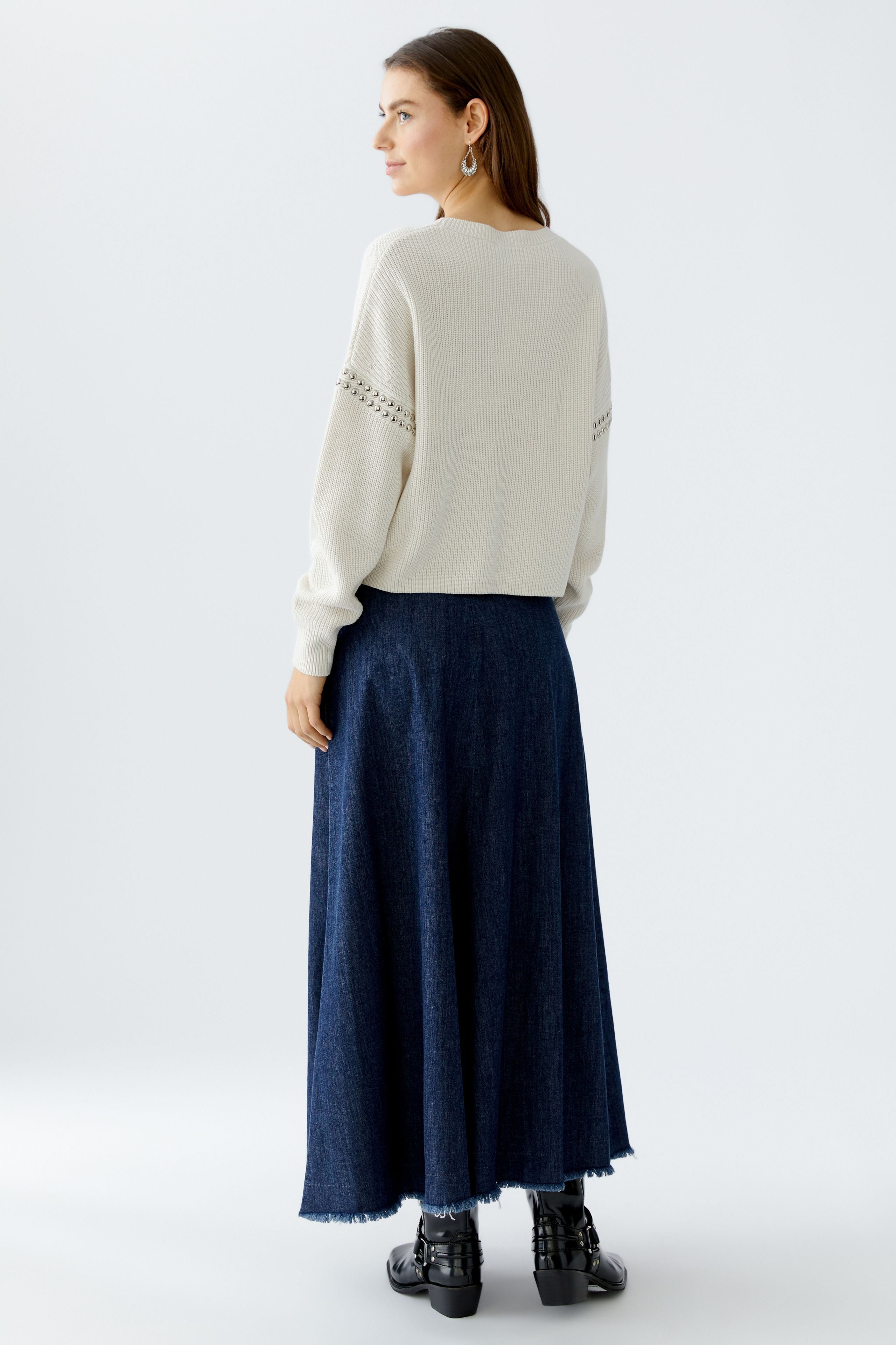 Studded Rib Knit Jumper - Cream