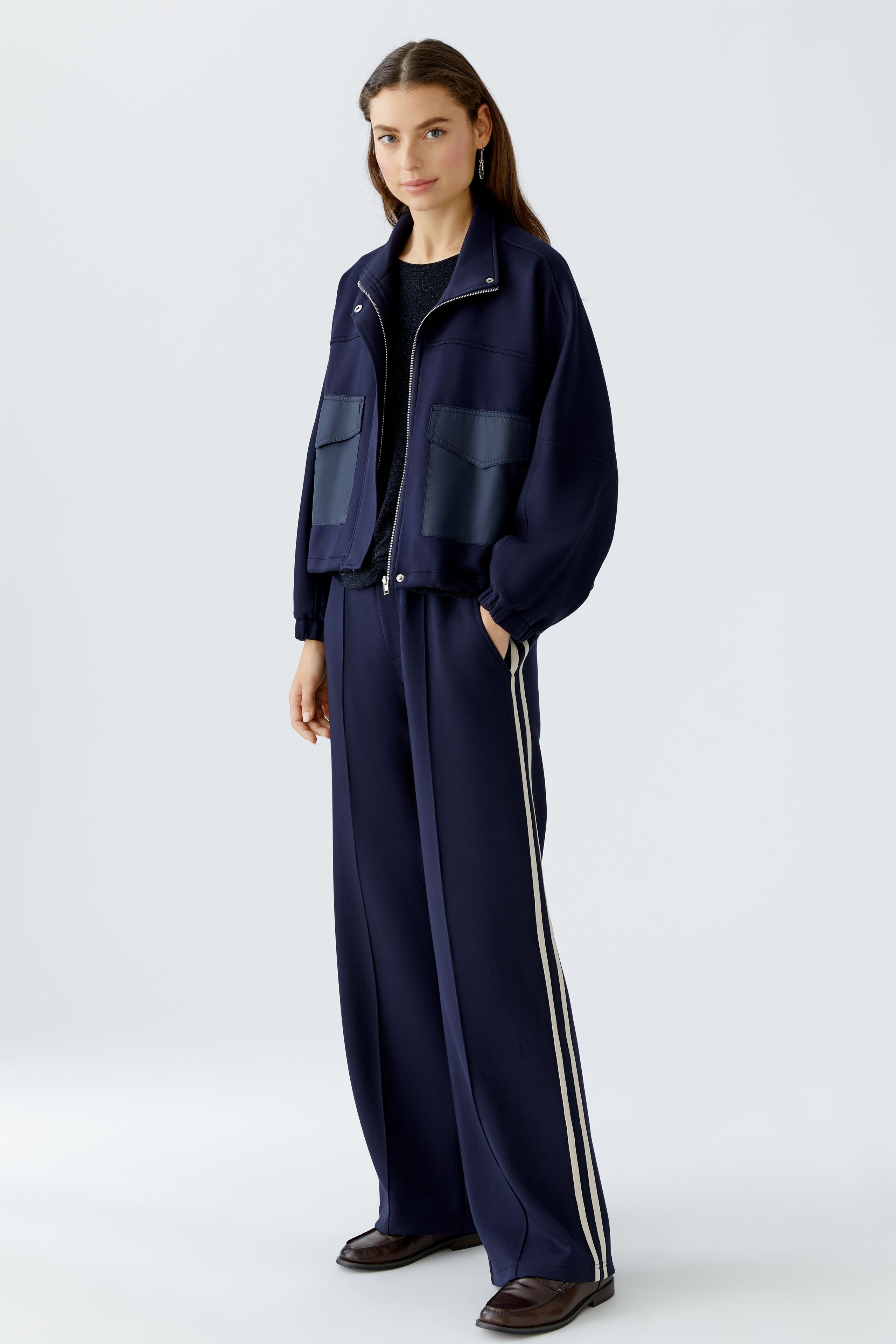 Side Stripe Jogger Trouser - Navy/Beige