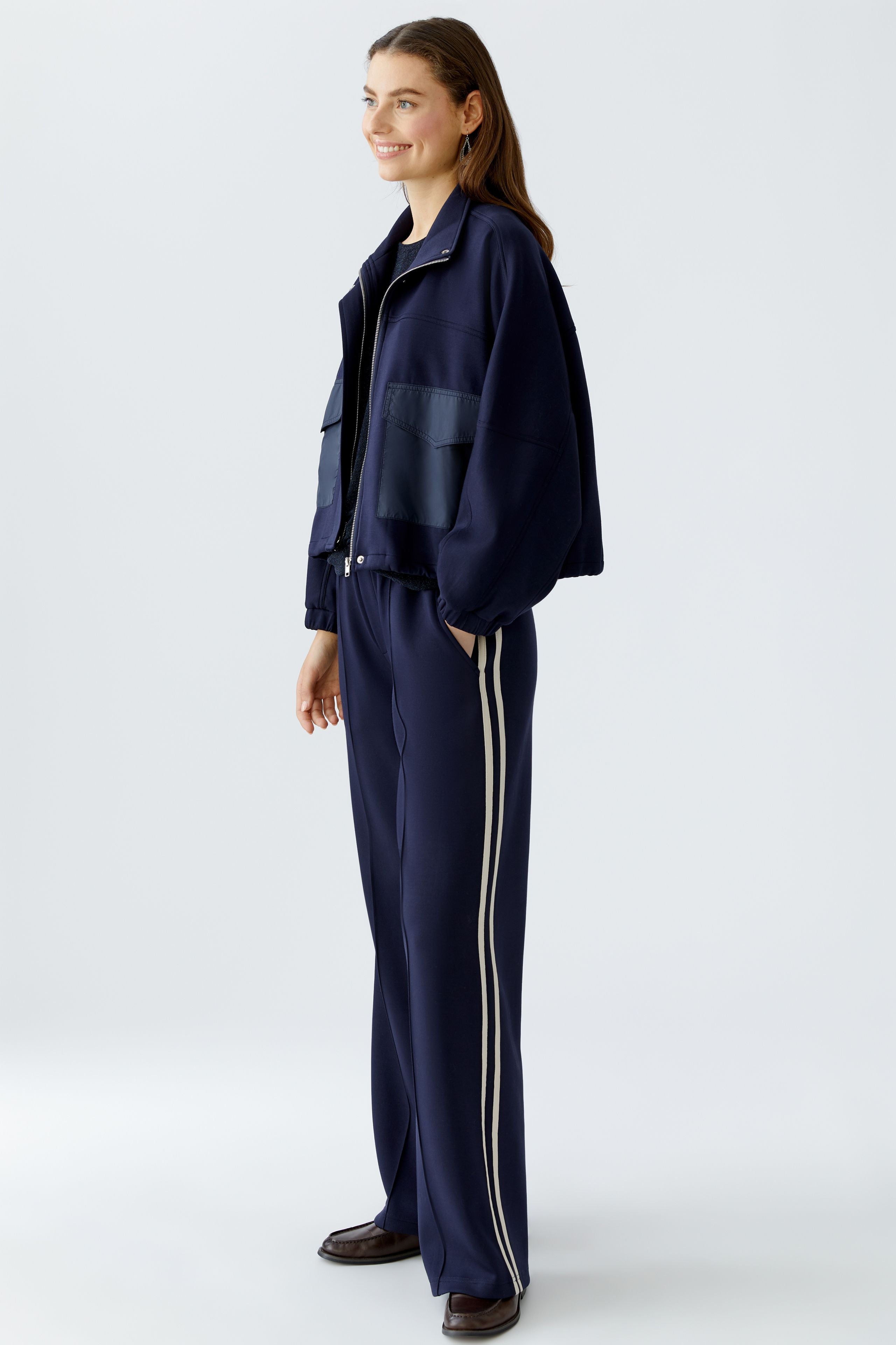 Side Stripe Jogger Trouser - Navy/Beige