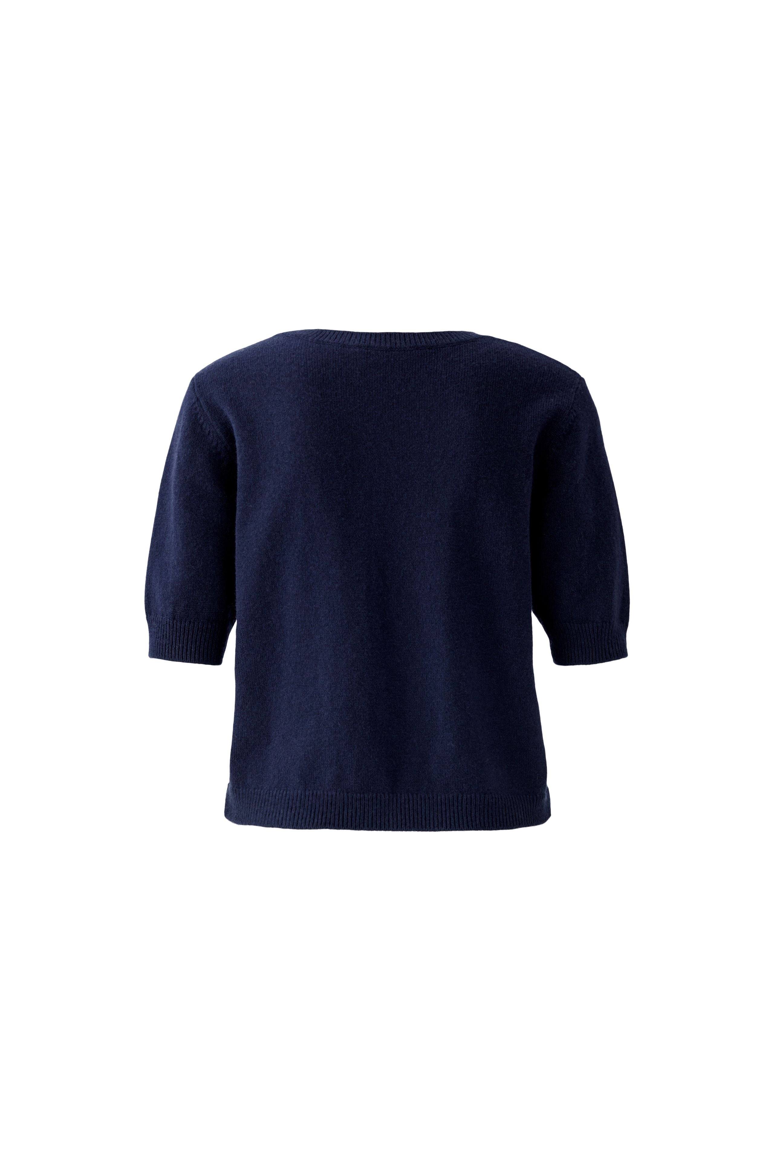 Denim Pocket Short Sleeve Knit Top - Dark Blue