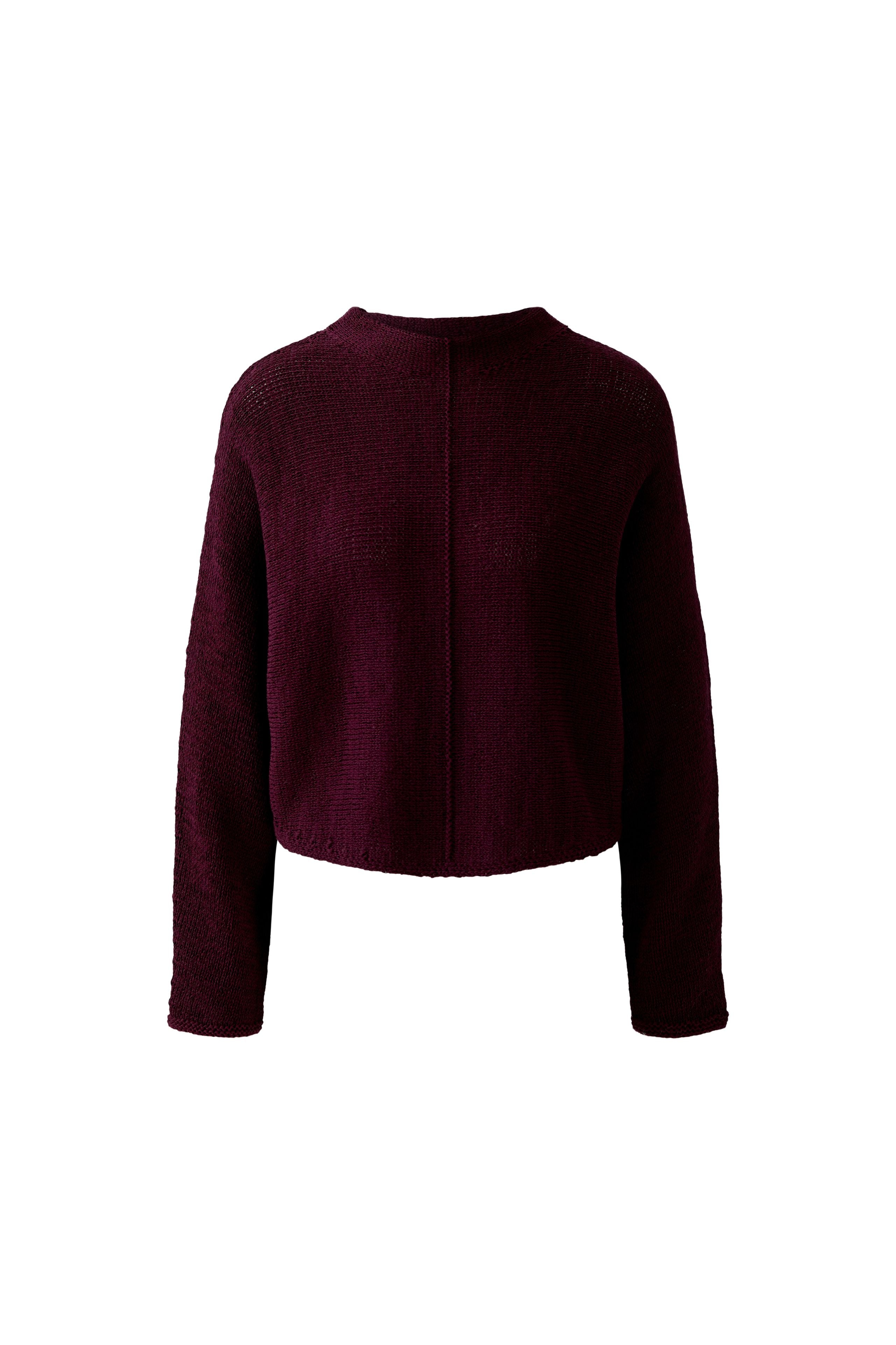 Front Piping Round Neck Jumper - Berry