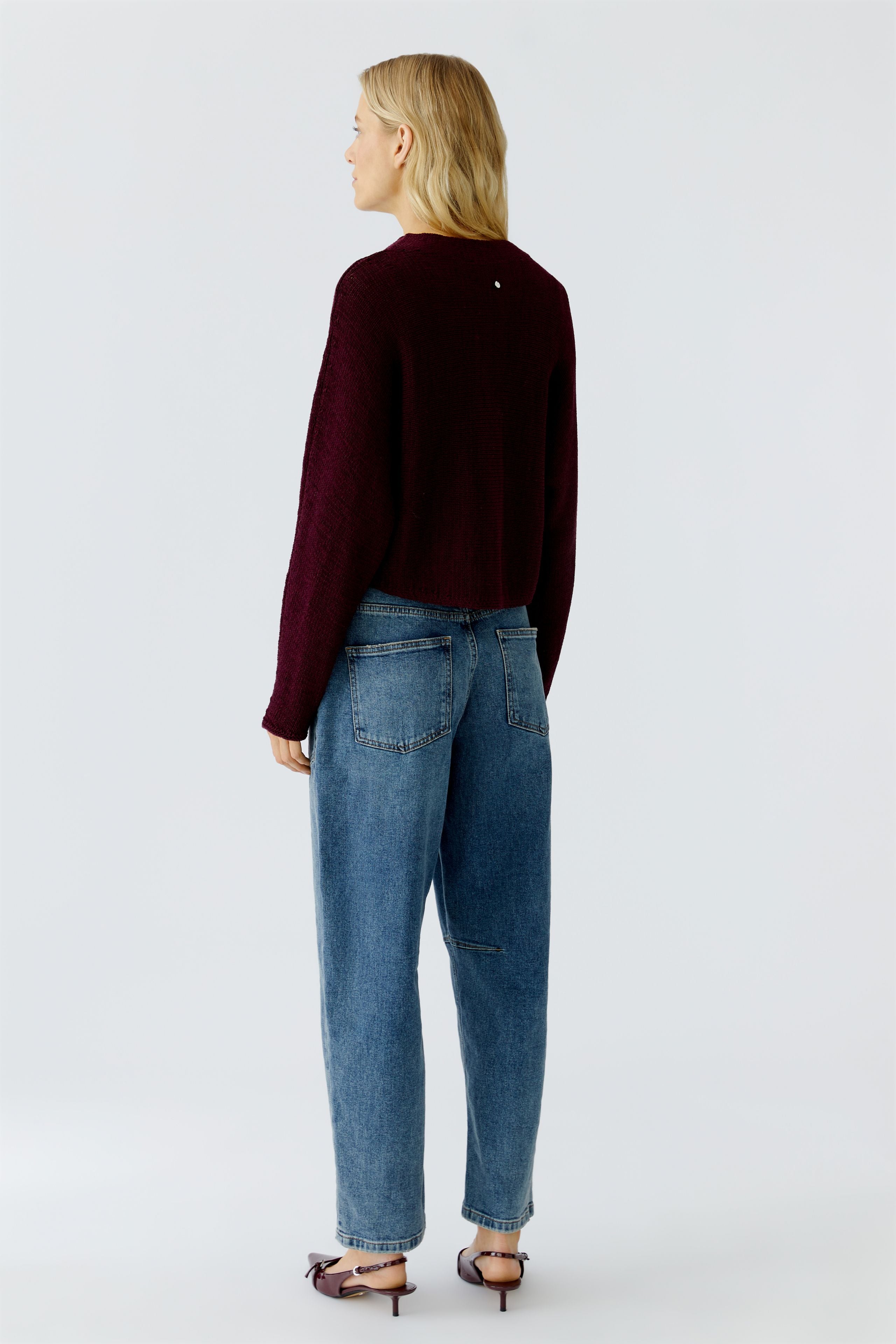 Front Piping Round Neck Jumper - Berry