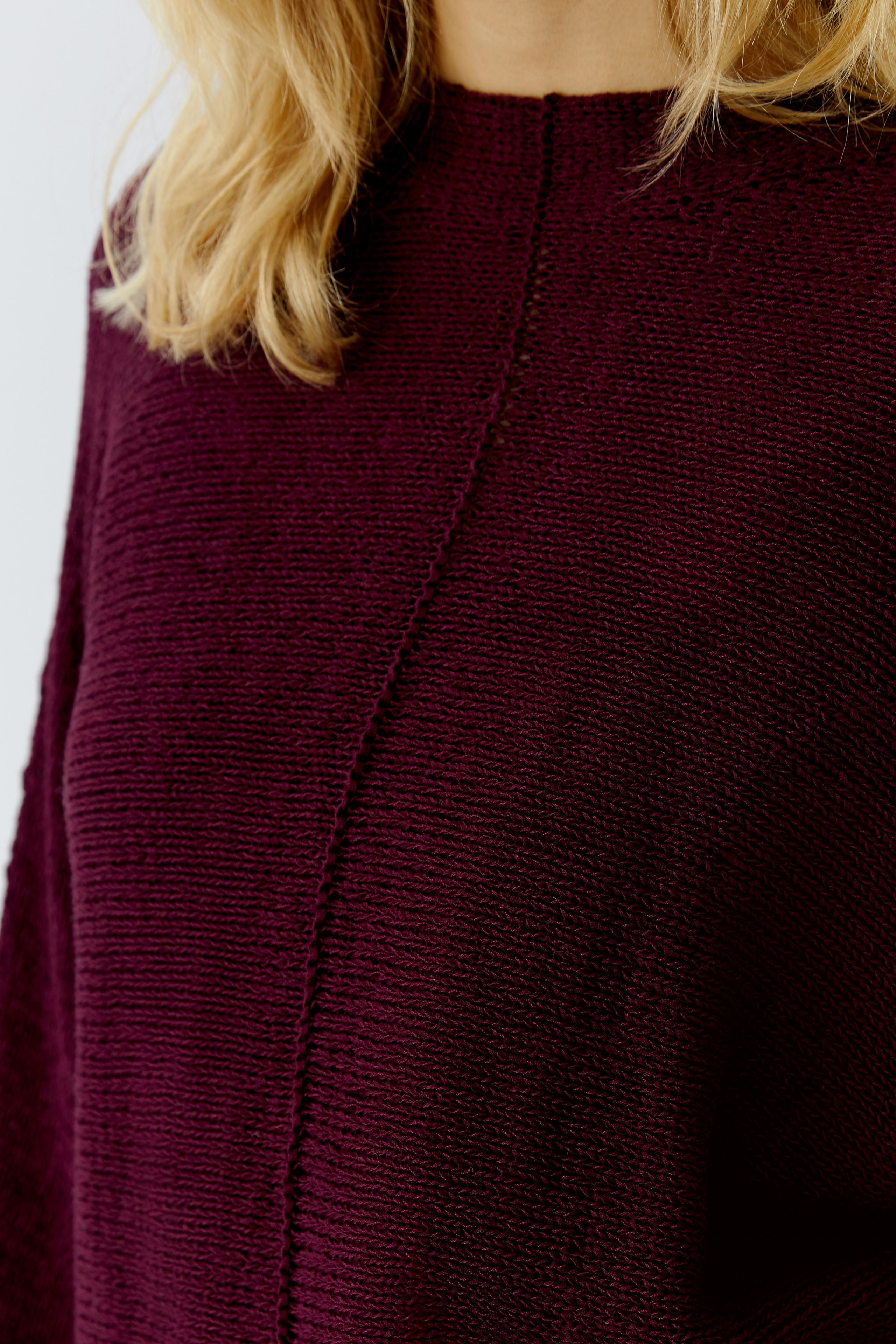 Front Piping Round Neck Jumper - Berry