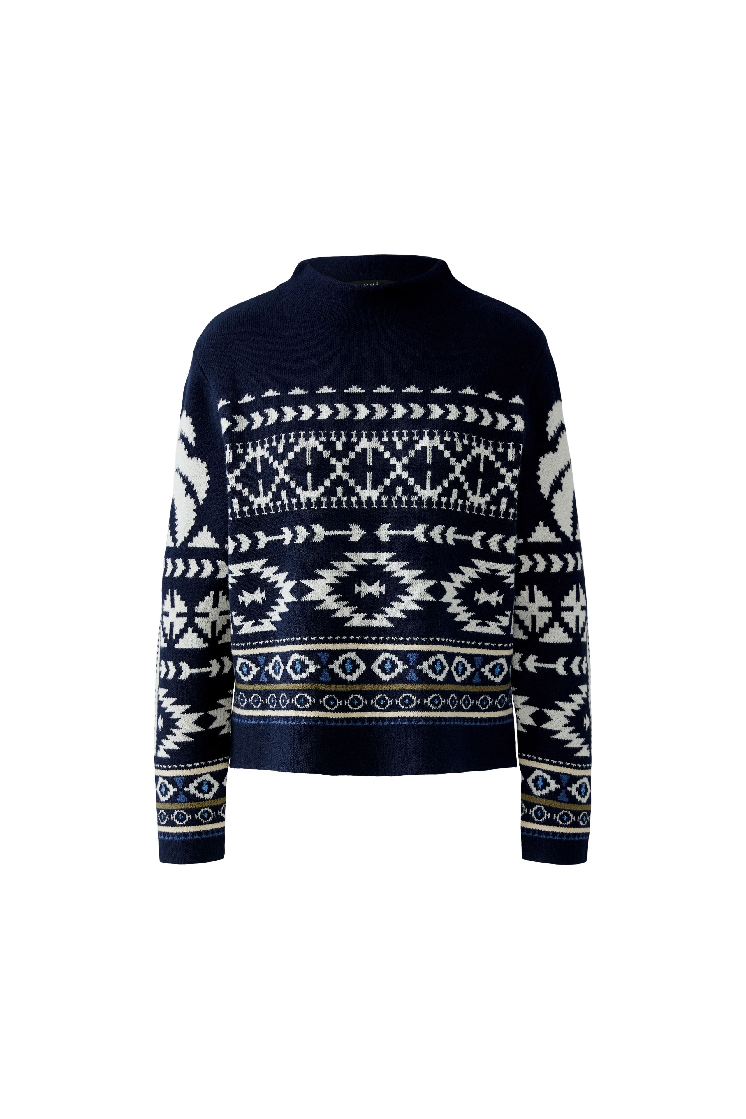 Jacquard Knit Jumper - Dark Blue/White
