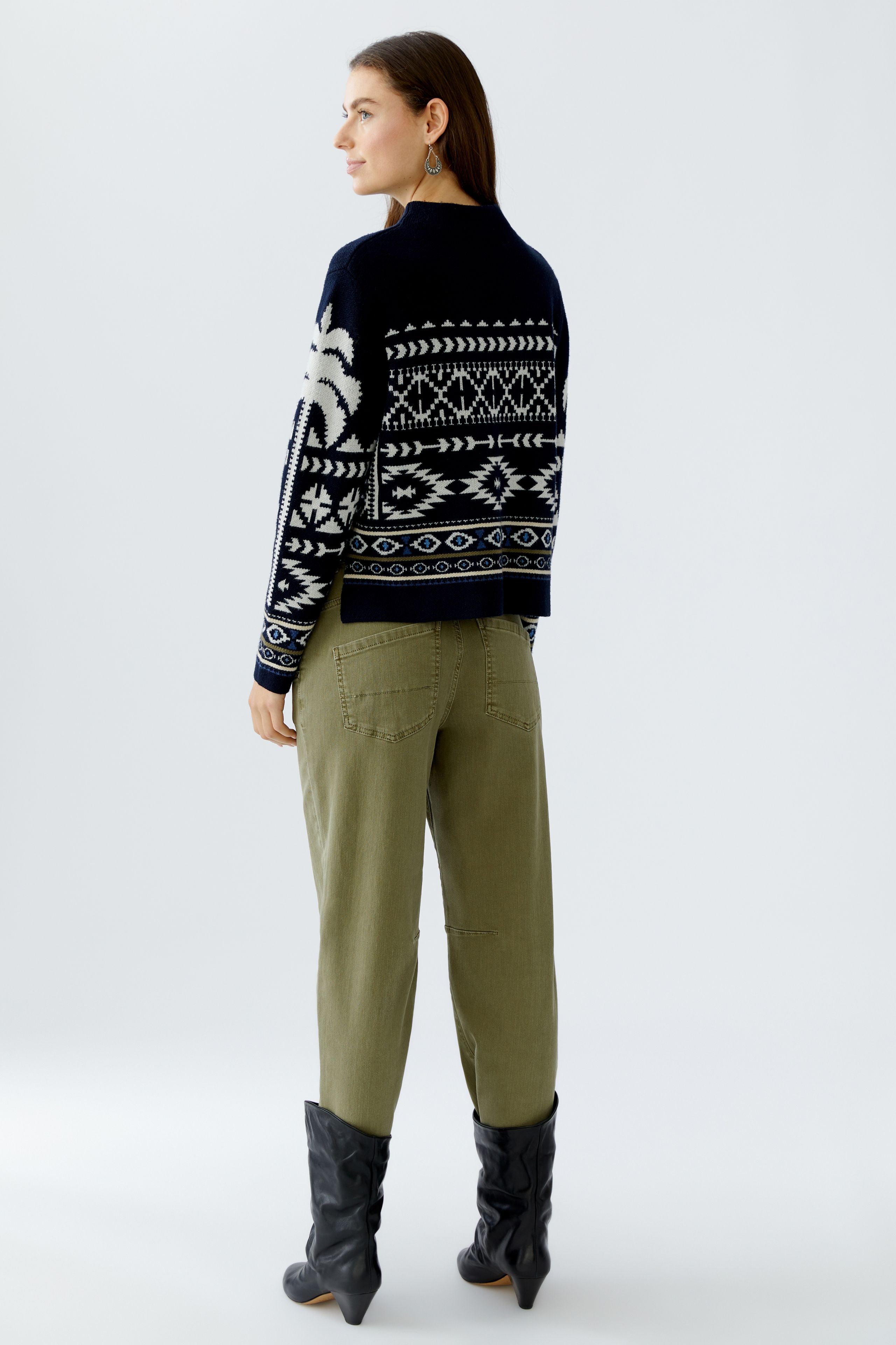 Jacquard Knit Jumper - Dark Blue/White
