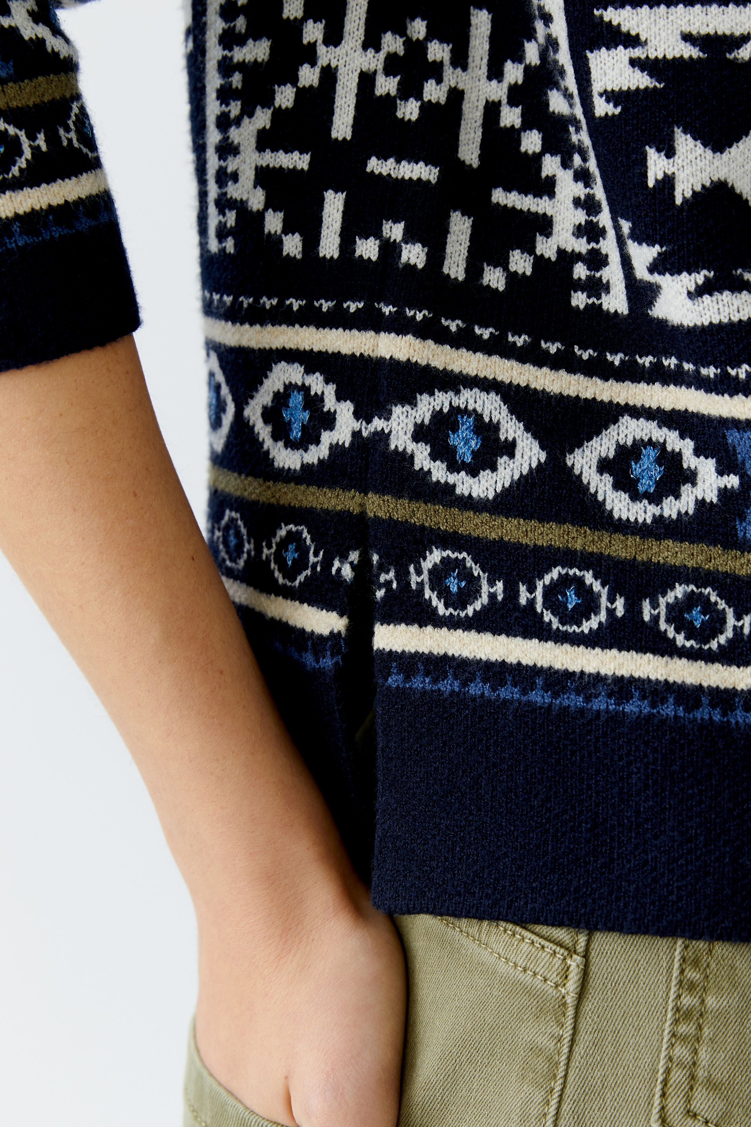 Jacquard Knit Jumper - Dark Blue/White