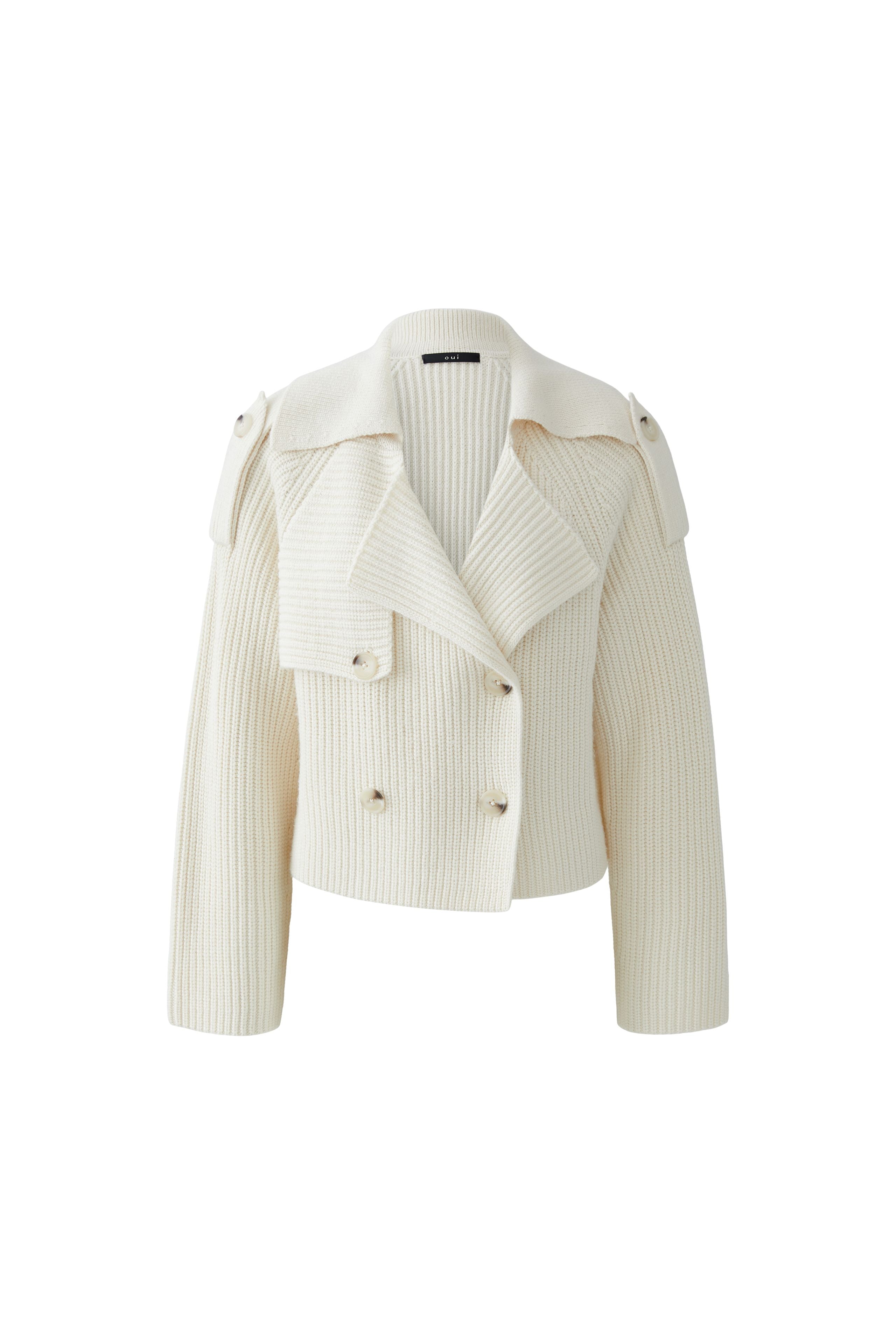 Double Breasted Trench Cardigan - Cream
