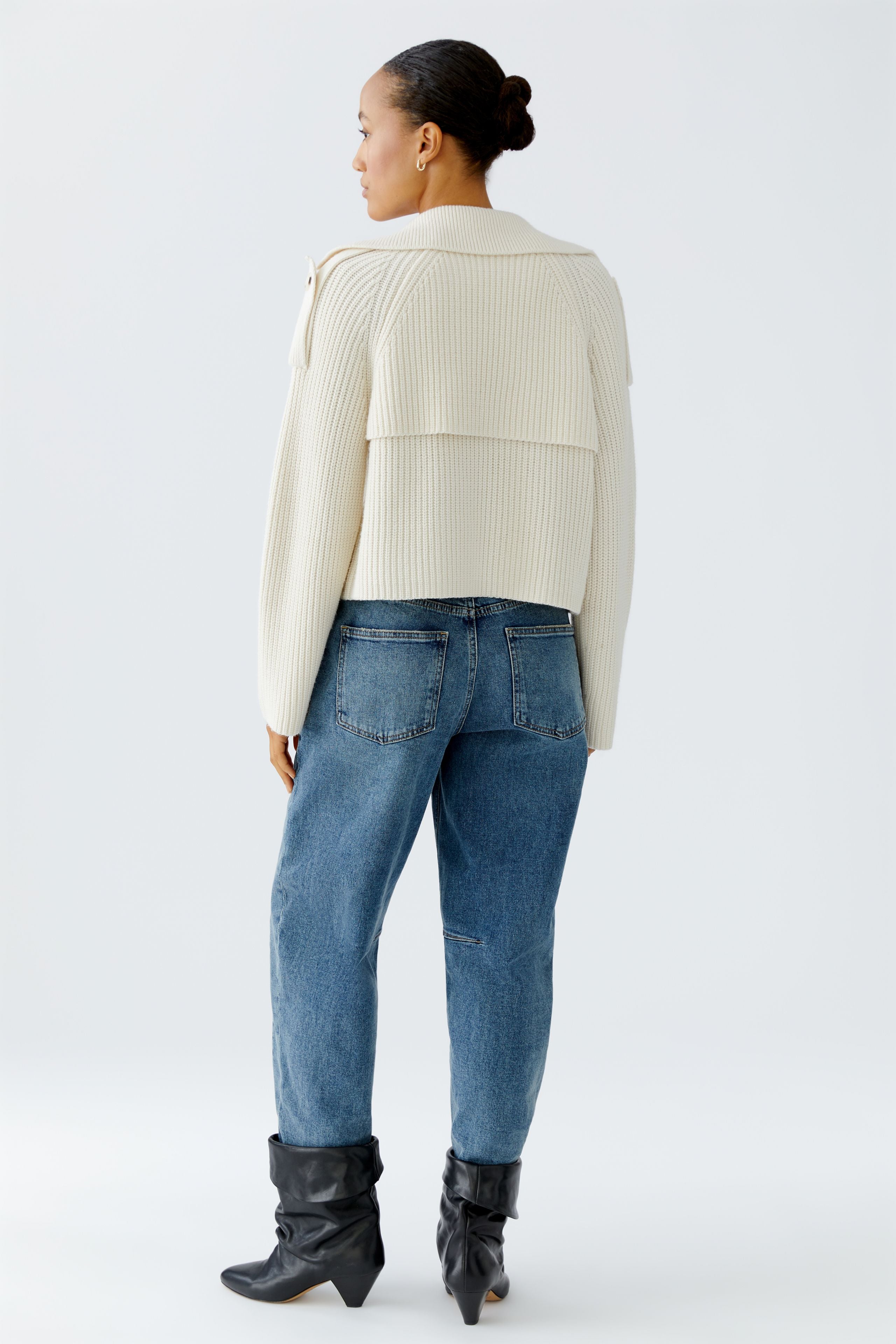 Double Breasted Trench Cardigan - Cream